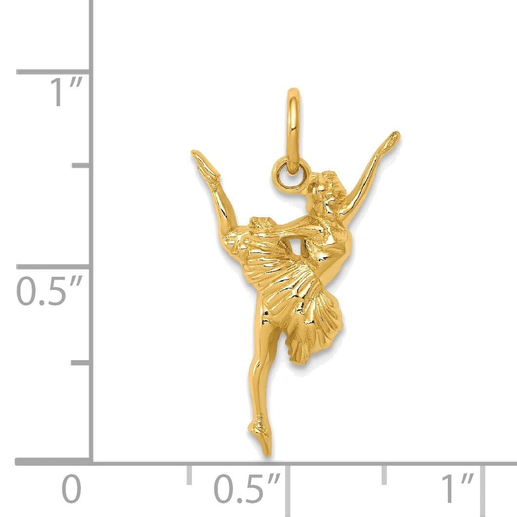 14K Yellow Gold Ballerina Charm Jewelry for Ballet Lovers