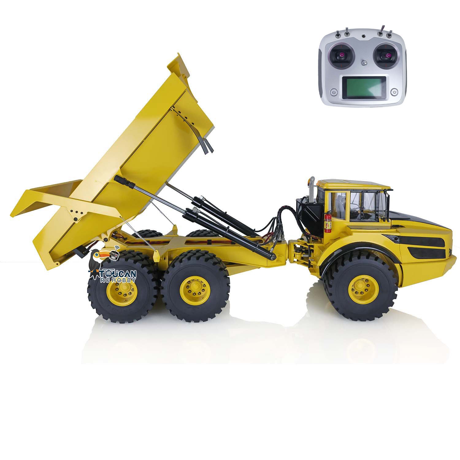 1/14 Scale A40G 6x6 Remote Control Articulated Dump Truck - Metal Hydraulic Lifting RC Construction Vehicle Toy with Servo Motor & Transmitter - Perfect for Construction Site Play, Collecting, and RC Hobby Enthusiasts