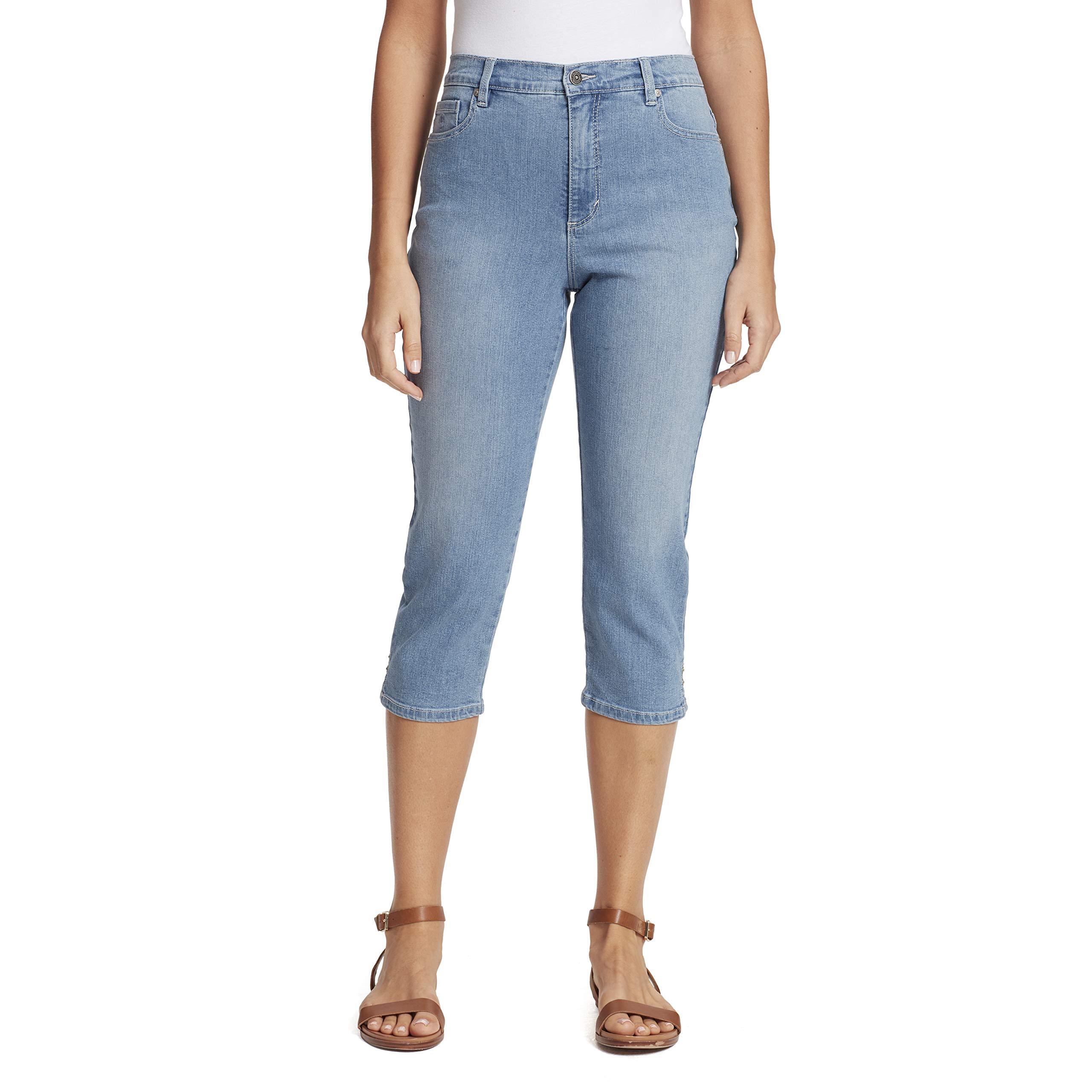 Gloria Vanderbilt Women's Amanda Capri Jeans - Classic Blue Denim Stretch Skinny Fit Size 16 | Comfortable Casual Pants for Everyday Wear, Work & Weekend Outings