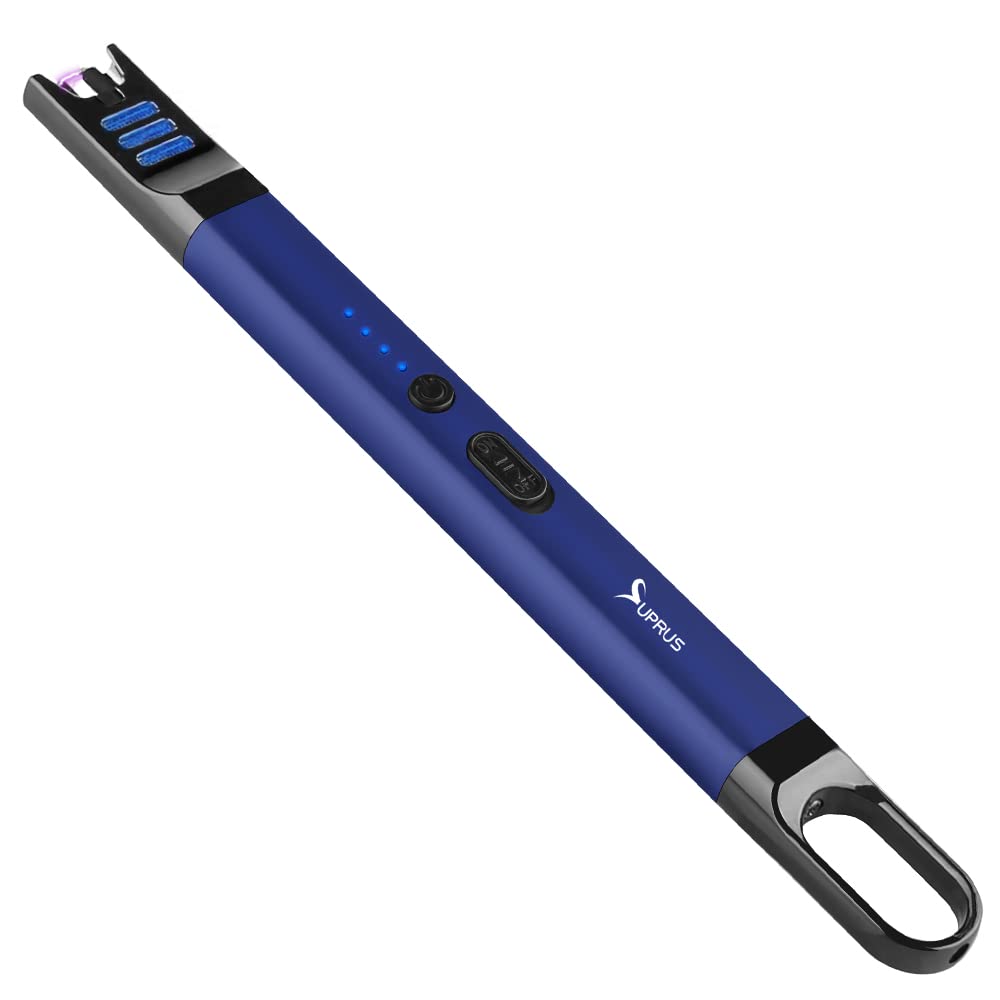 Electric Arc Lighter - USB Rechargeable, Windproof for Candles, Camping & BBQ (Blue)