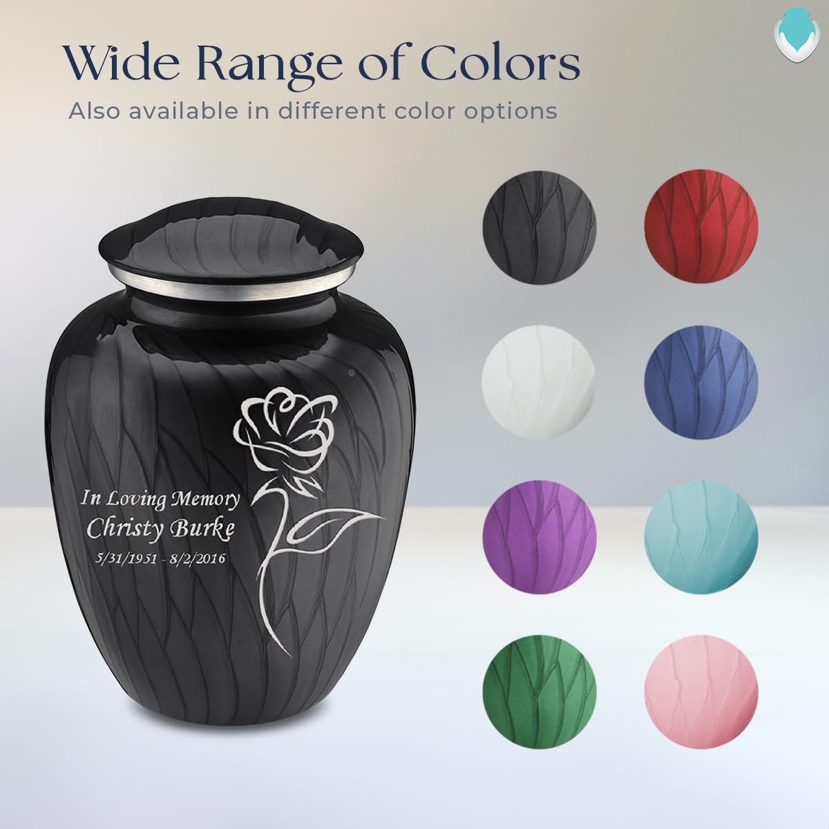 Personalized Rose Cremation Urn for Human Ashes - Large Pearl Black Funeral Urn for Adults with Double-Side Engraving - Holds 200 lbs - Perfect for Memorial Services, Home Display & Honoring Loved Ones