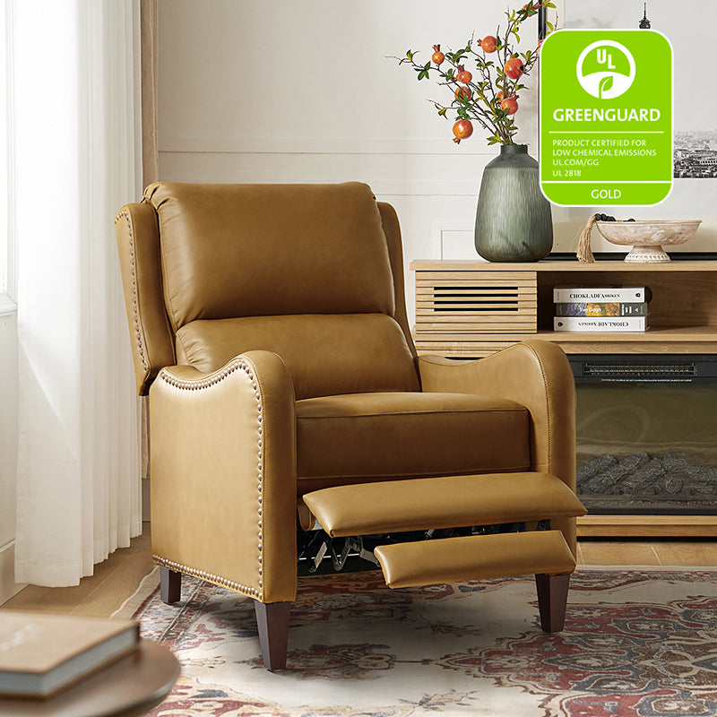 Deliat Genuine Leather Recliner Chair - Premium Comfort for Living Room, Home Theater & Office - Adjustable Footrest & Lumbar Support - Brown PU Leather Sofa for Relaxation & Entertainment