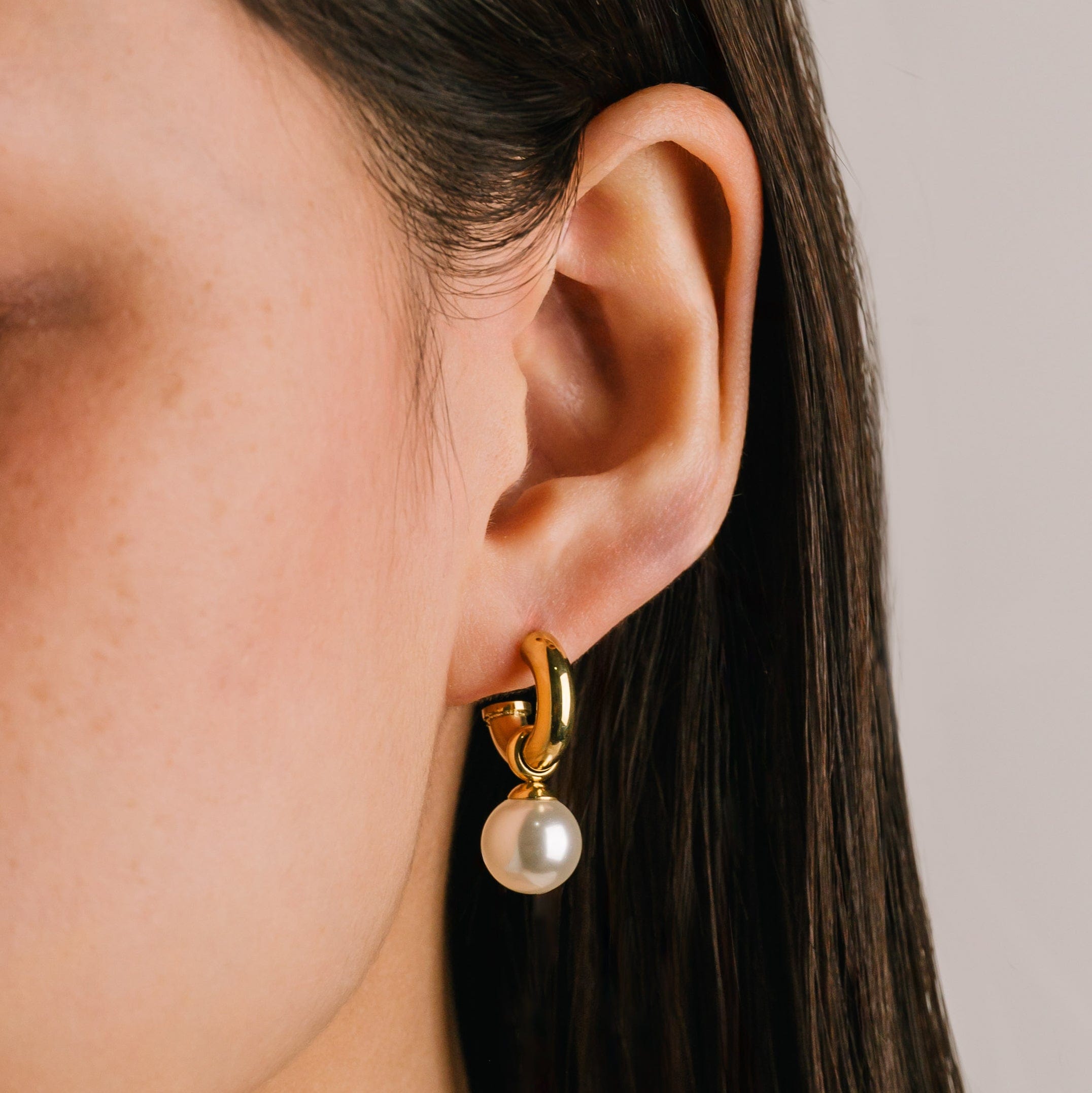 Solstice Pearl Drop Hoop Earrings for Women - 14K Gold Plated Dangle Earrings with Freshwater Pearls - Elegant Jewelry for Parties, Weddings & Special Occasions