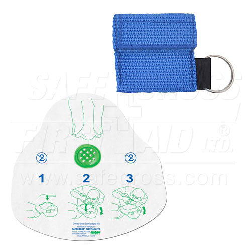 CPR Face Shield in Mini Pouch - Royal Blue Emergency First Aid Protection for Healthcare, Schools & Public Safety