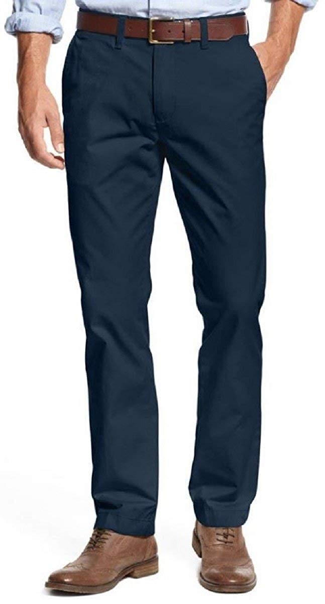 Tommy Hilfiger Men's Tailored Fit Chino Pants - Classic Slim Fit Casual Dress Pants for Office, Business & Everyday Wear