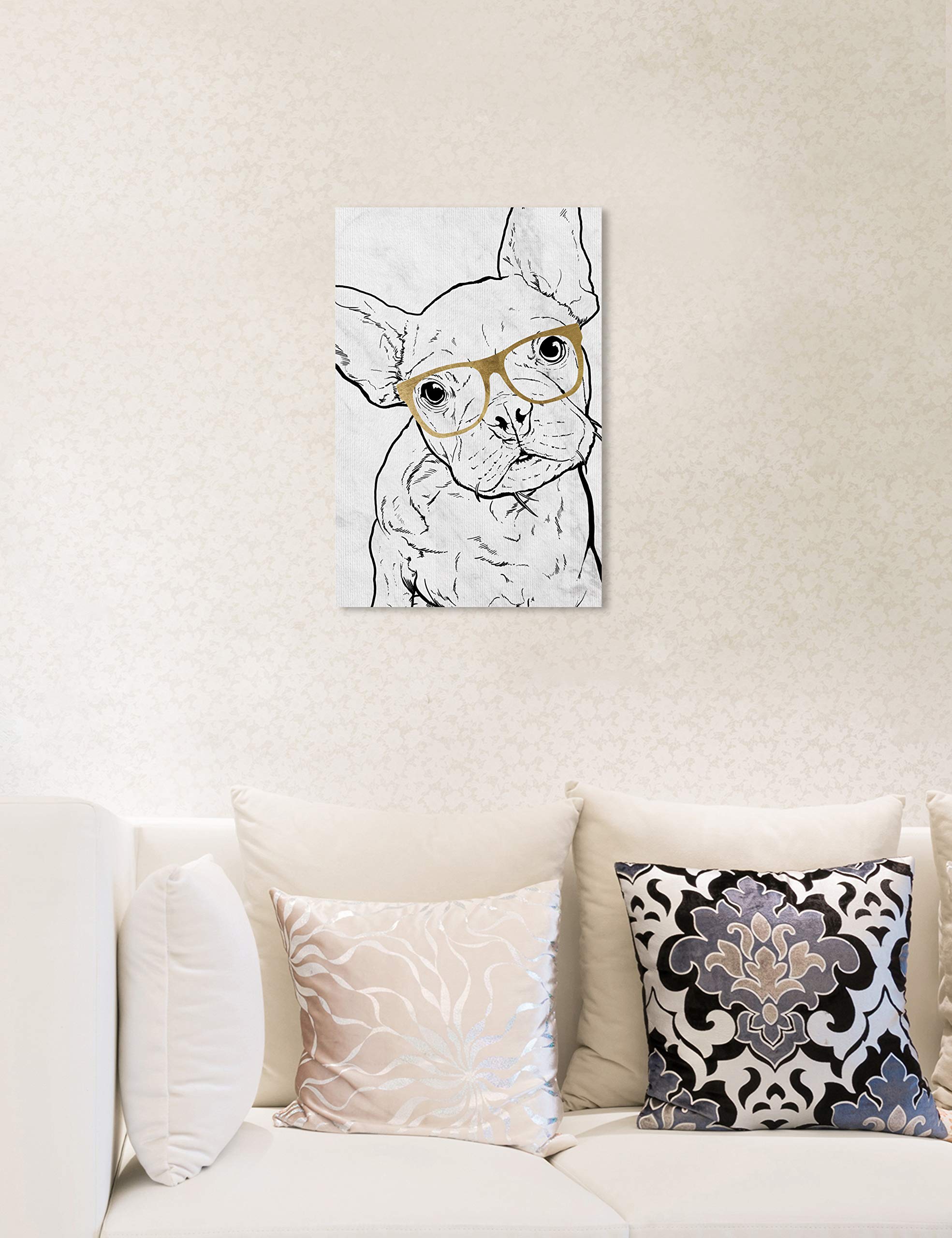 Frenchie Glasses Wall Art Canvas Print - 10