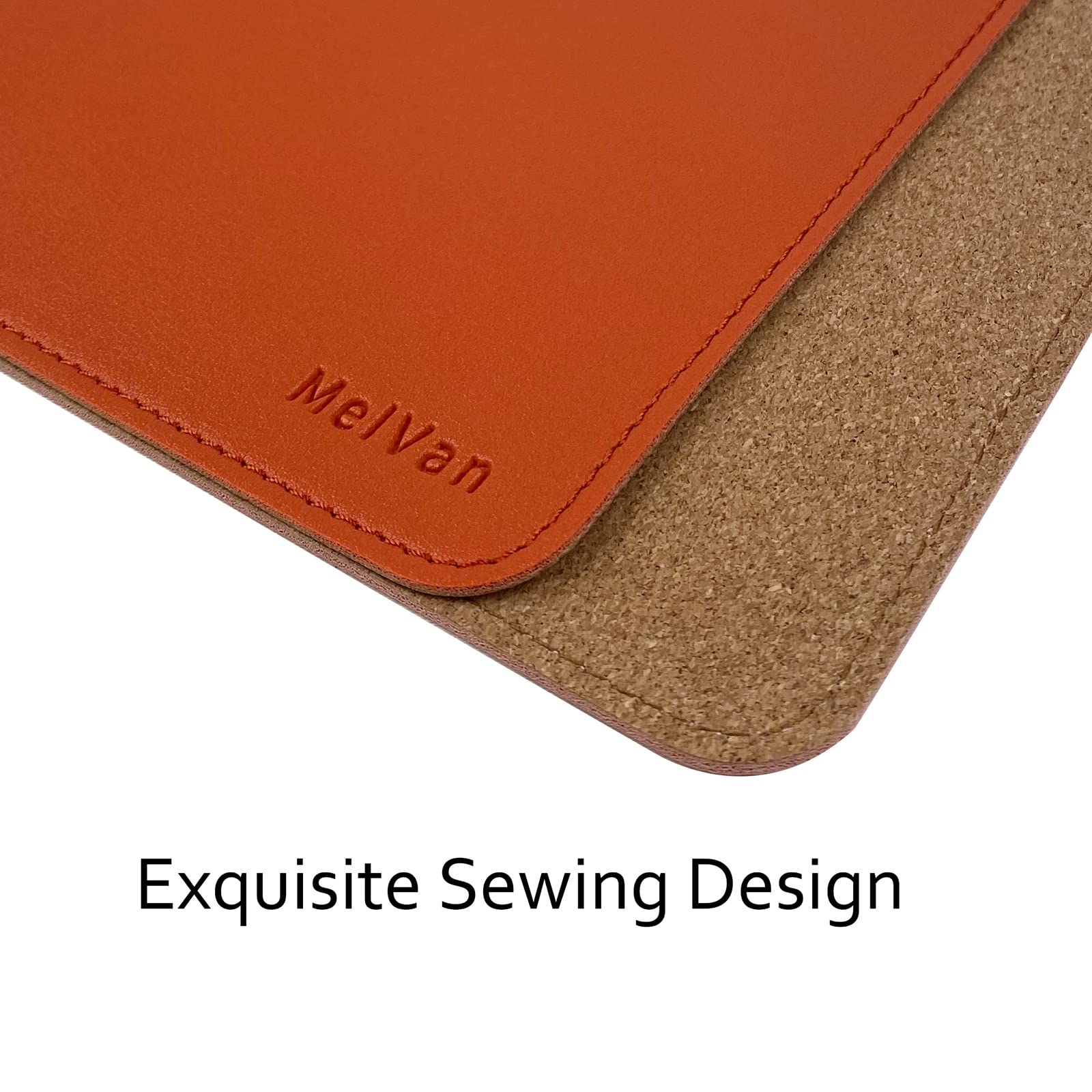 Premium PU Leather Mouse Pad with Stitched Edge - Waterproof Wooden Gaming Mouse Mat for Computer, Laptop, Office & Home Use - 10.2