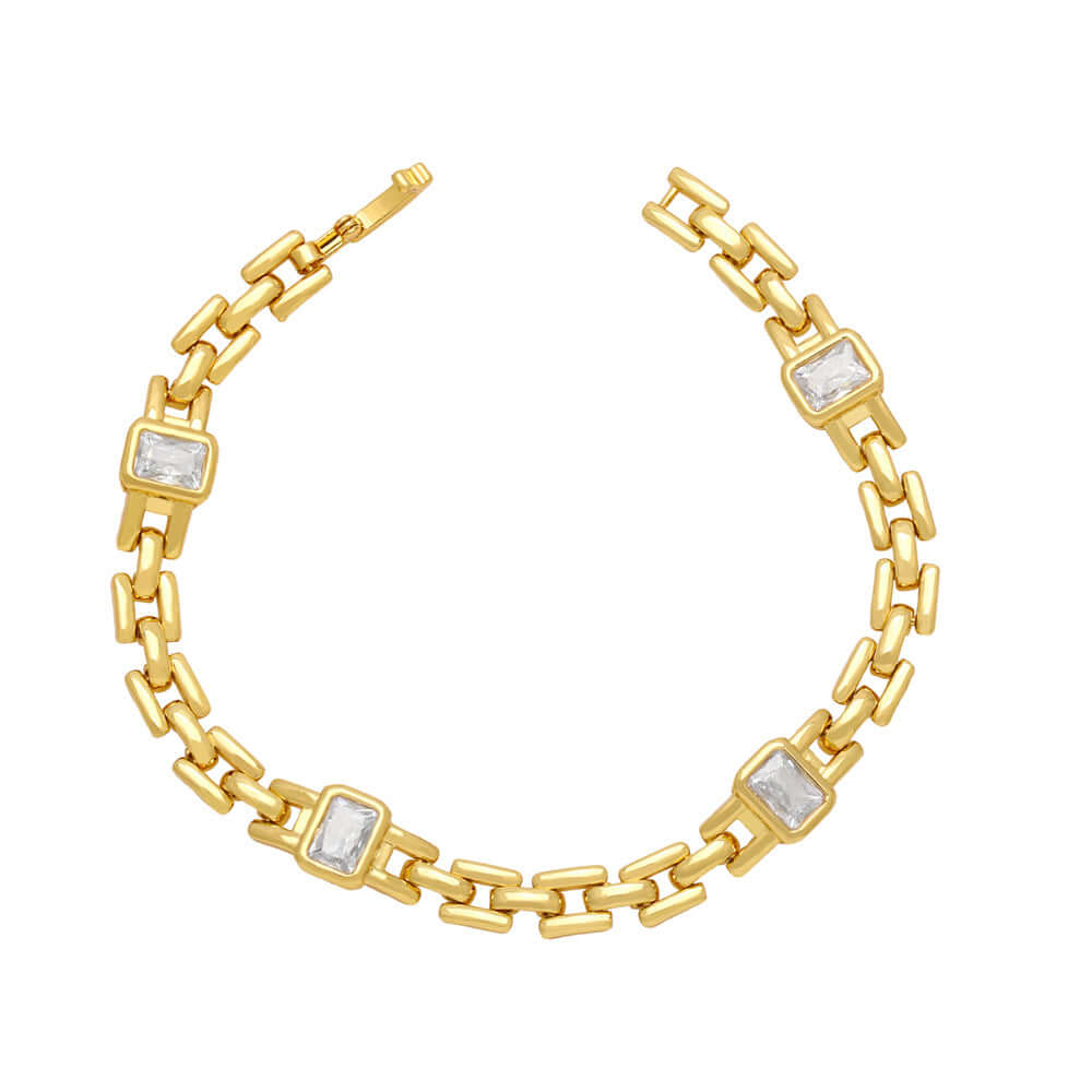 18K Gold CZ Watchband Chain Bracelet for Women - Luxury Adjustable Wristband for Watches | QT2203 | Perfect for Parties, Weddings & Everyday Wear