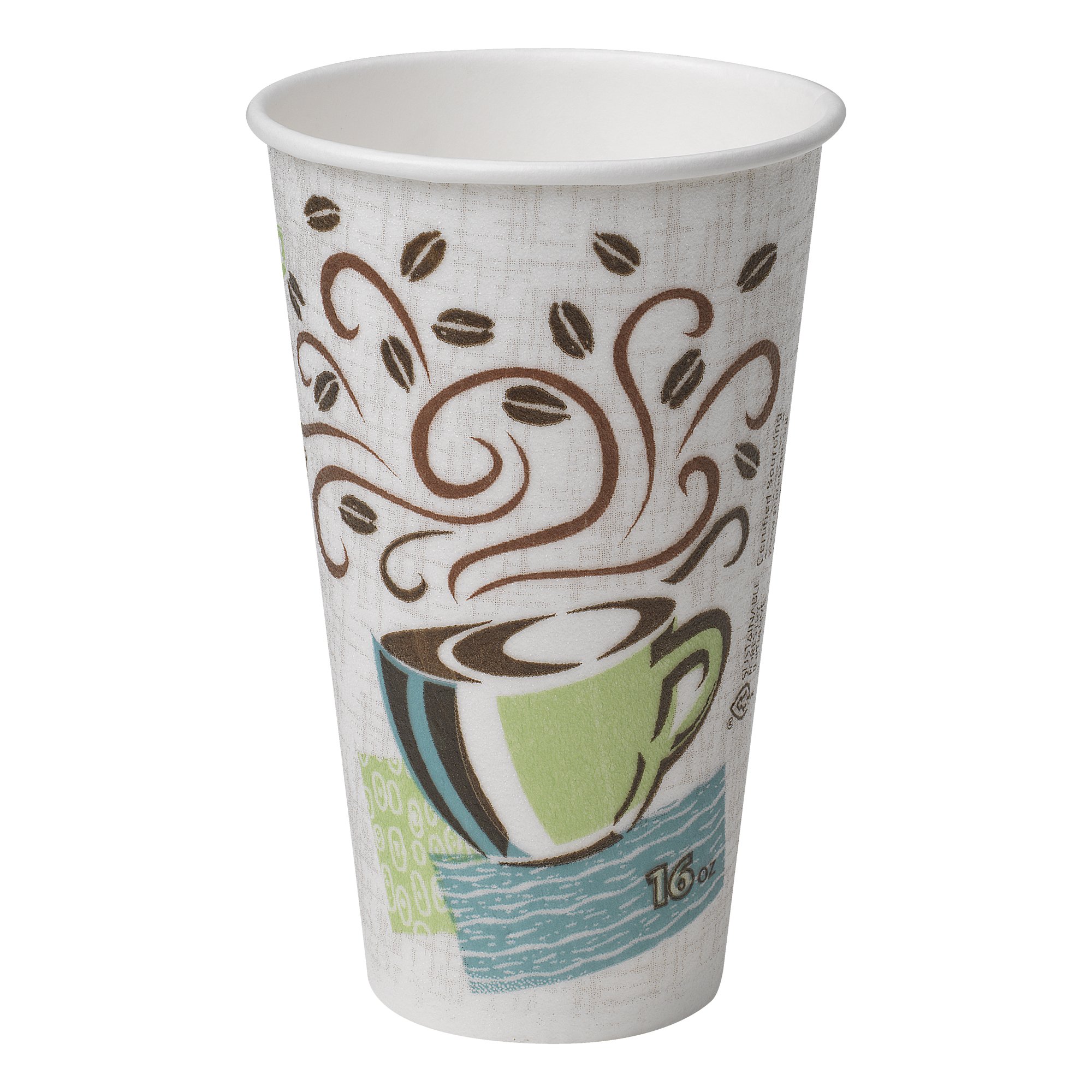 **Dixie PerfecTouch 16 oz Insulated Paper Coffee Cups – Hot & Leak-Proof (500 Count, 20 Sleeves) – Coffee Haze Design for Cafés, Offices & Home Use**