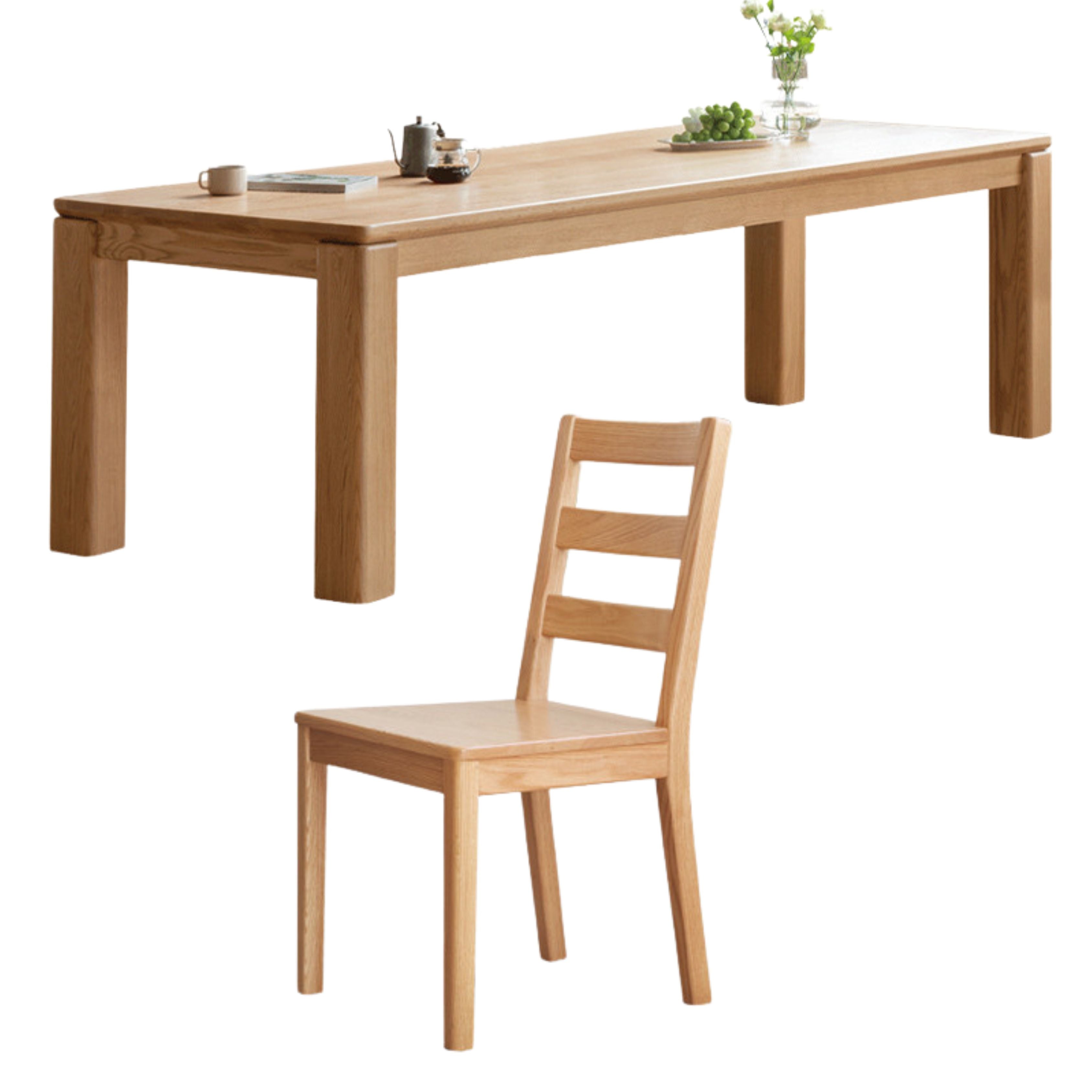 86.6x39.4x29.9 inch / 220x100x76 сm / Natural Wood Color /Dining table+ 6 chairs