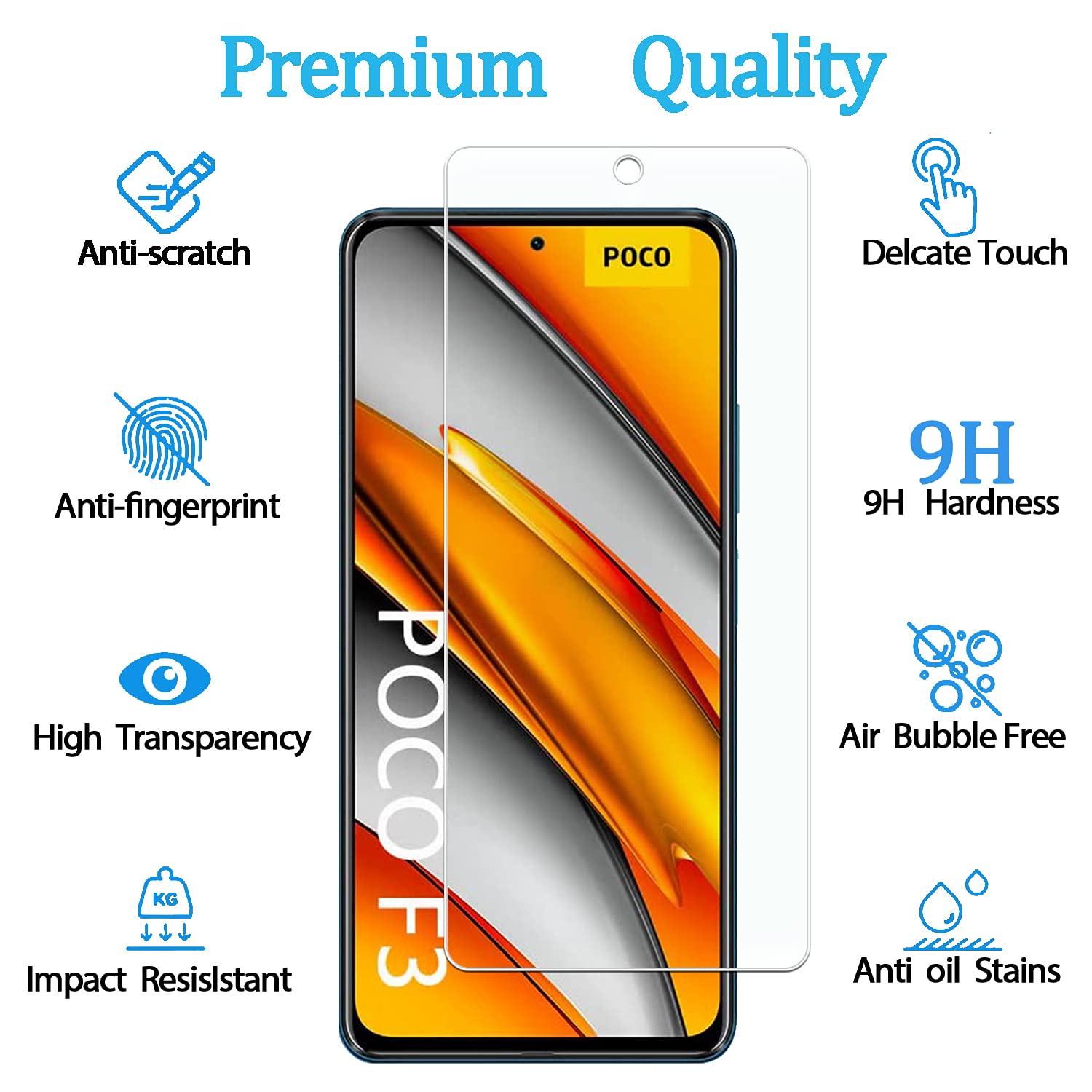 3-Pack KELOLIN Tempered Glass for Xiaomi Poco F3 - Anti-Scratch, Bubble-Free - Perfect for Gaming & Daily Use