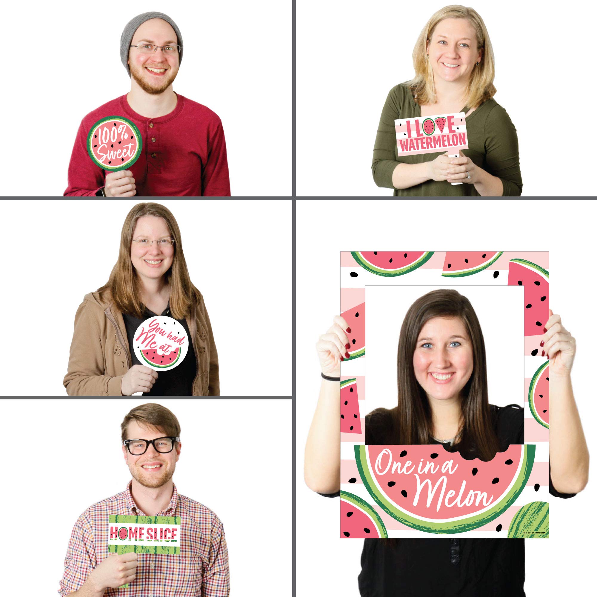 Sweet Watermelon Party Selfie Photo Booth Props & Picture Frame - Durable Printed Decor for Fruit Themed Events - Perfect for Birthdays, Baby Showers & Summer Parties