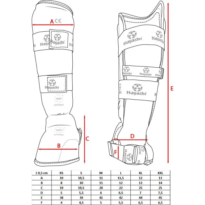 Hayashi WKF Approved Foot and Shin Guards - Red, Size 343 (4) - Perfect for Karate Training, Competition & Martial Arts Practice