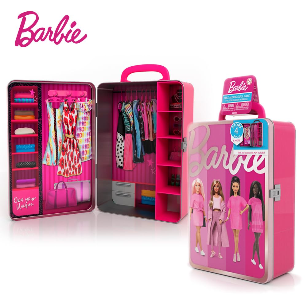 Barbie Metal Toy Storage Case - Durable Organizer for Dolls & Accessories, Compatible with Most 18