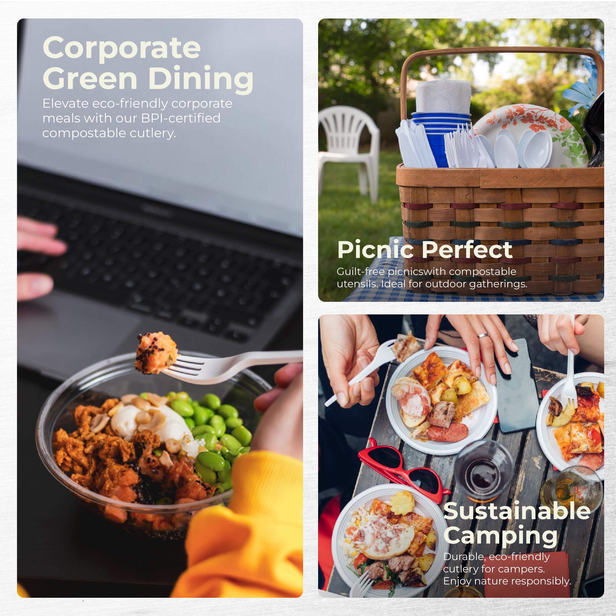 **Eco-Friendly 7-Inch Compostable Cutlery Set - 400 Pieces | Heavy-Duty Biodegradable Knives, Forks & Spoons | Durable, Heat-Resistant Alternative to Plastic Utensils | Perfect for Parties, Picnics, Catering & Zero-Waste Living**