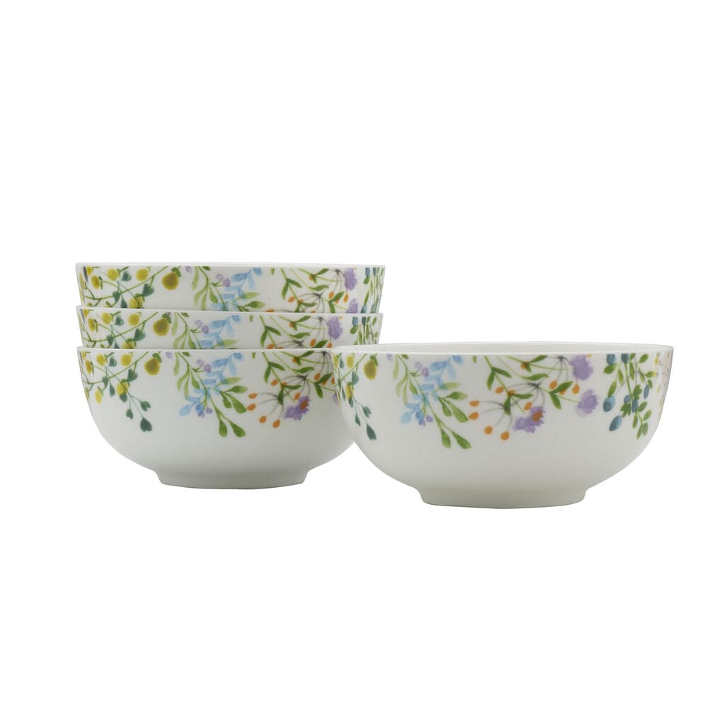 Tivoli Garden Set of 4 Soup and Cereal Bowls - Elegant Porcelain Bowls for Soup, Cereal, Salad, Dessert - Perfect for Dining, Entertaining, and Everyday Use