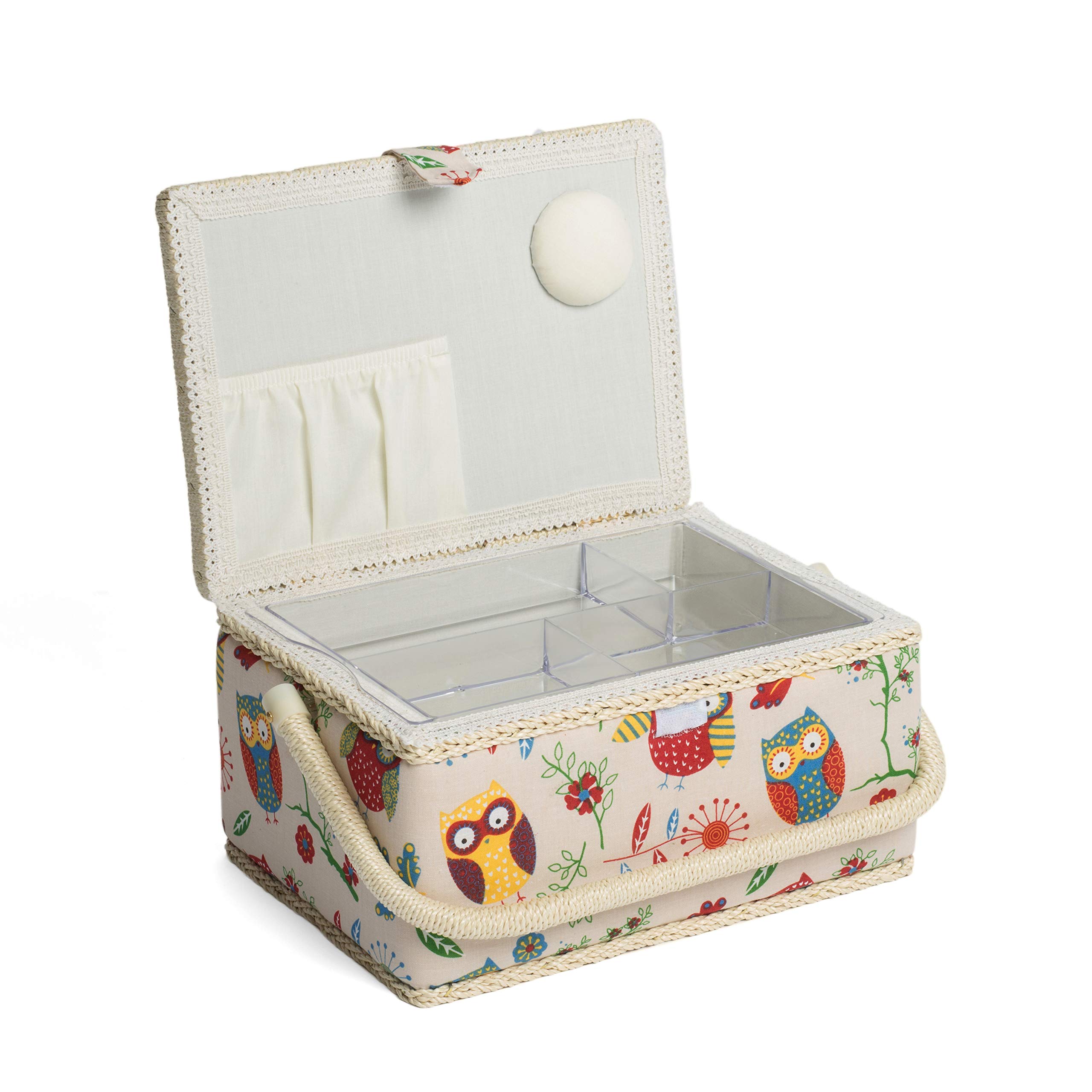 Owl Fabric Sewing Storage Box 26x19x14.5cm for Craft Organization