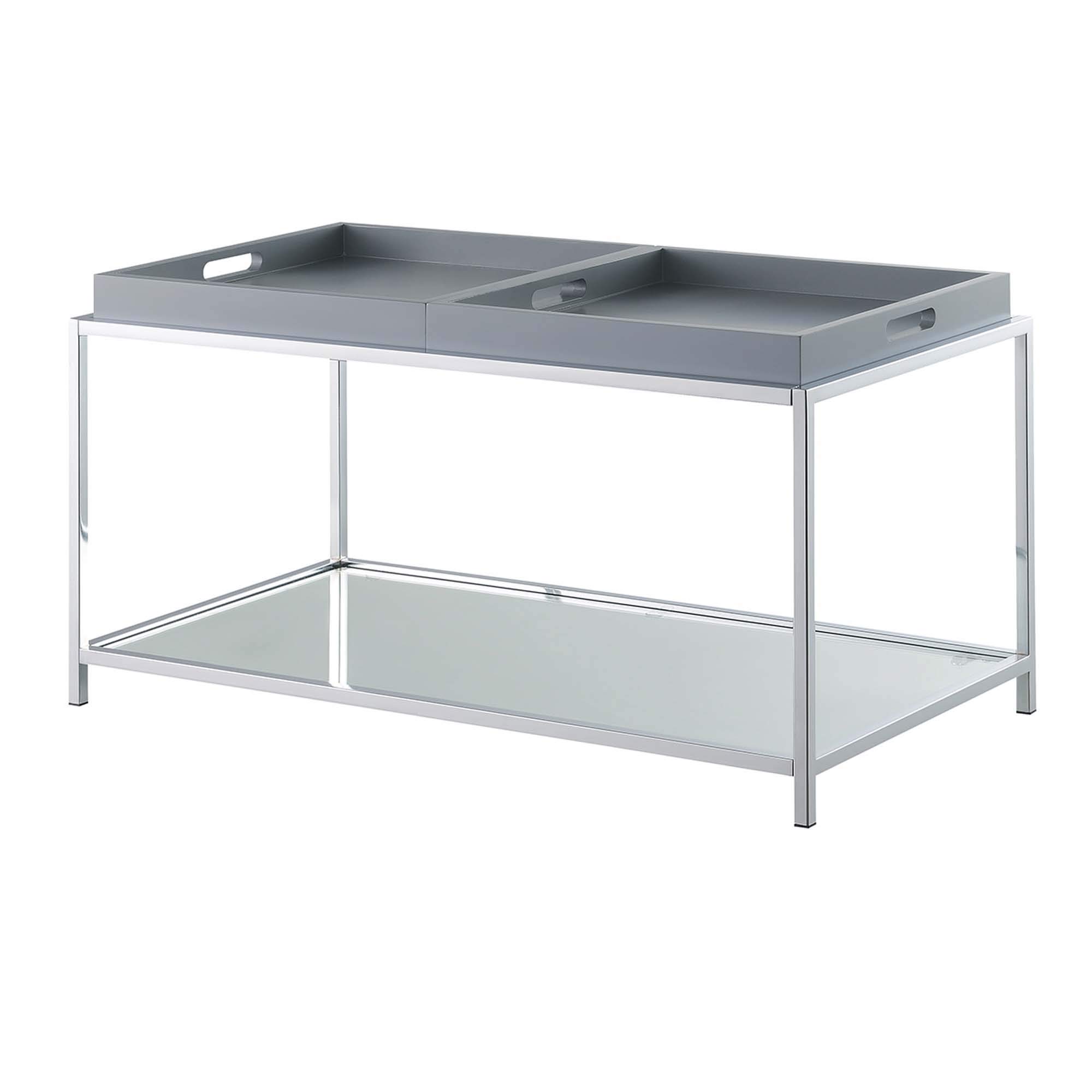 Palm Beach Coffee Table with Removable Trays & Shelf - Modern Gray End Table for Living Room, Perfect for Home Decor, TV Stand, and Small Space Furniture
