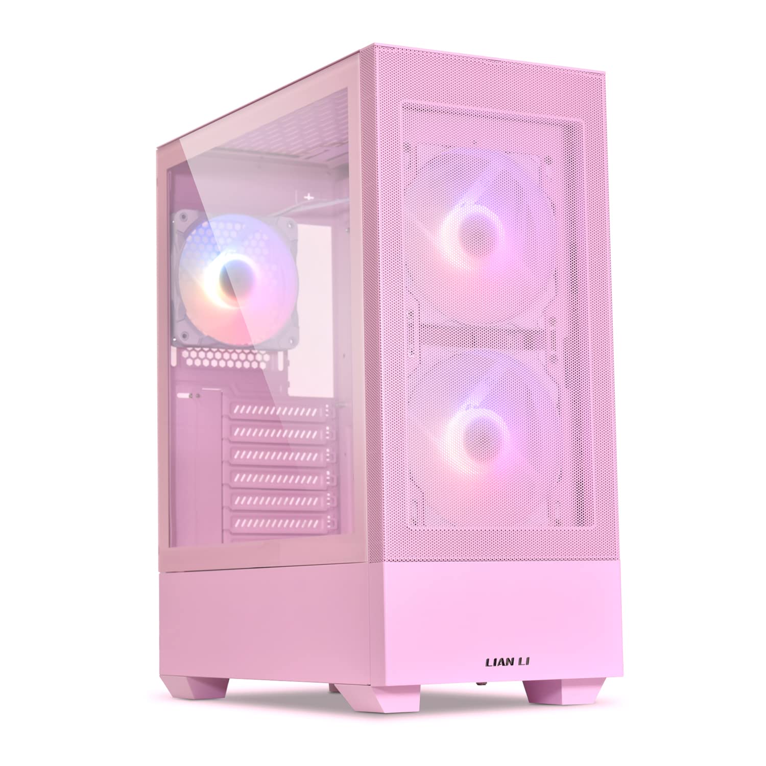 LIAN LI LANCOOL 205 MESH C Pink ATX Mid-Tower PC Case - High Airflow Mesh Front Panel, 3 Pre-Installed ARGB PWM Fans, USB Type-C, Tempered Glass Side Panel - Perfect for RGB Gaming PC Builds & High-Performance Cooling Systems