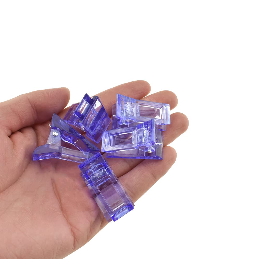 HAHIYO Blue 5Pcs Plastic Nail Tips Clip - Quick Building Poly Gel Nail Forms for UV LED Builder Clamps | Nail Extension Clips for Nail Art, DIY Design, Manicure | Perfect for Salon, Studio & Home Use