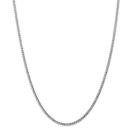 14K Gold 2.5mm Semi-Solid Curb Chain Necklace - 4 Adjustable Lengths (16
