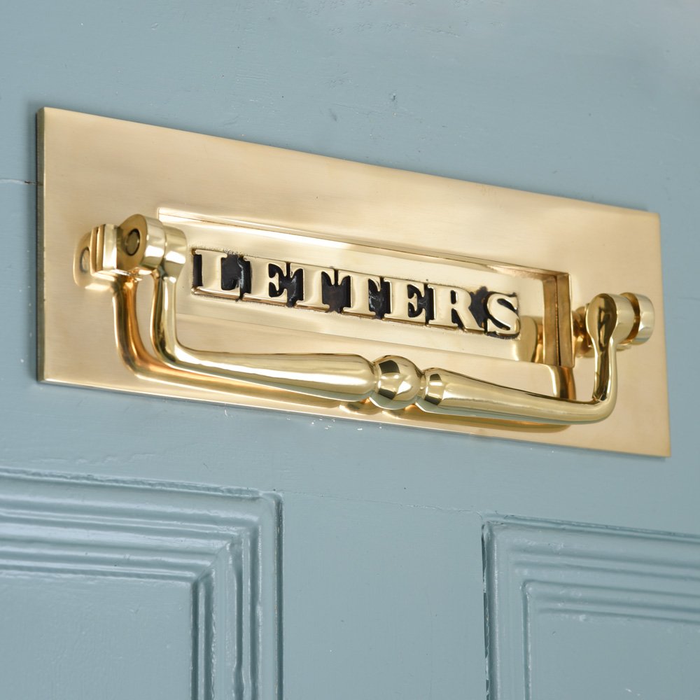 Vintage Antique Brass Letter Plate with Clapper - Classic Mail Slot for Doors - Perfect for Traditional and Rustic Home Decor