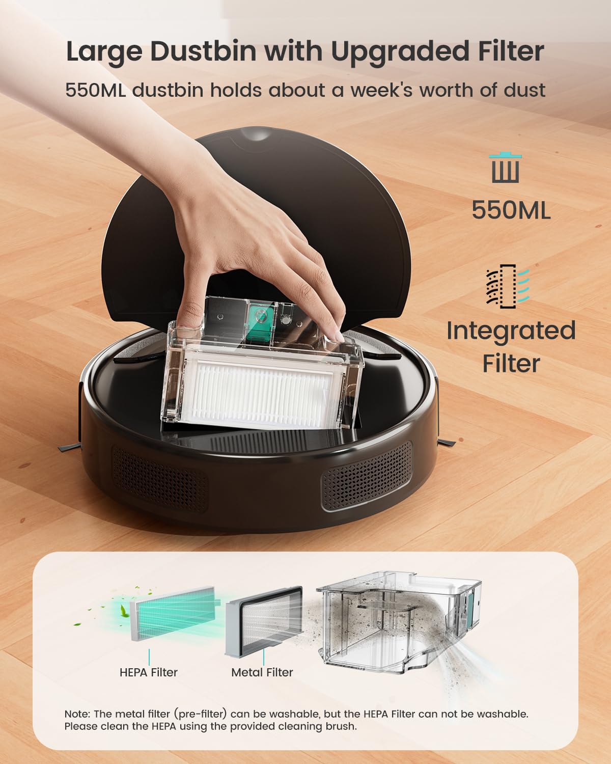 Lefant M310 Robot Vacuum Cleaner with 4500Pa Powerful Suction - Smart PreciSense Obstacle Avoidance, Ultra-Quiet Mini Design, 160 Min Runtime & Auto Recharge - Works with App, Alexa & Remote - Perfect for Pet Hair, Hardwood Floors & Daily Home Cleaning (Black)