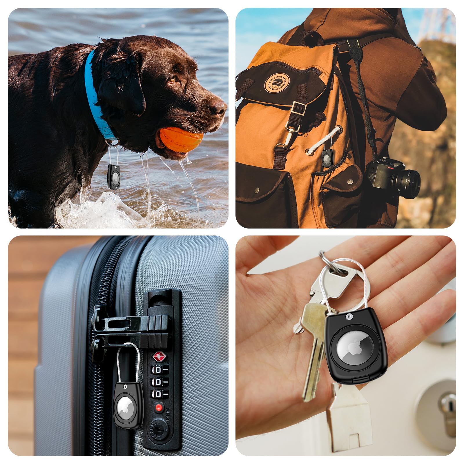 SPGUARD 2 Pack Waterproof AirTag Keychain Holder Case - Compatible with Apple AirTag, Secure Key Ring Holder, Lightweight & Anti-Scratch Protective Cover for Keys, Pets, Luggage - Perfect for Travel, Daily Use & Pet Tracking