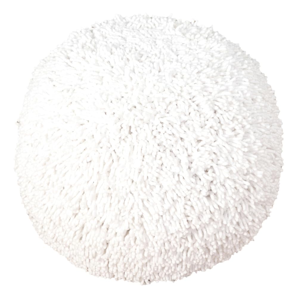 LR Home Evette Rios Cream Solid Cotton Round Ottoman Pouf - Handmade Foot Rest & Decorative Accent for Bedroom, Living Room - 20