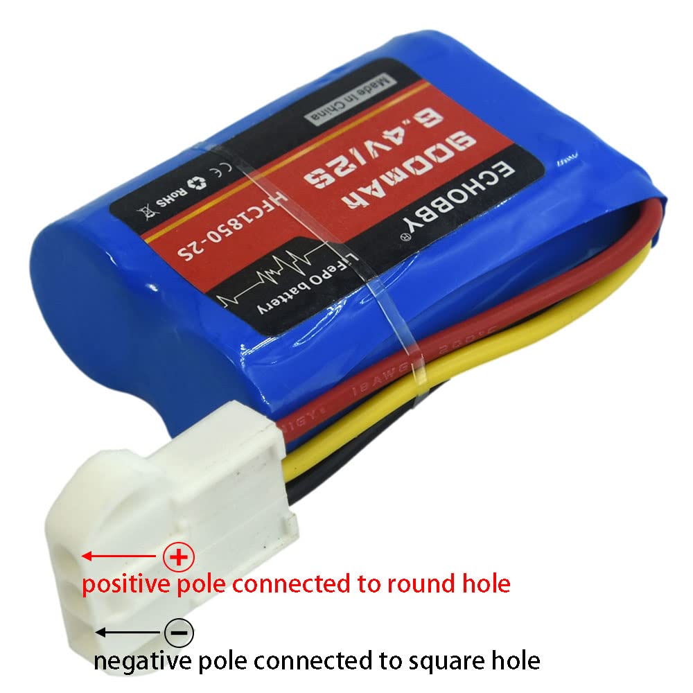 6.4V 2S 900mAh 18500 LiFePO4 Rechargeable Battery Pack with EL4.5-3P Female Plug for RC Cars, Racing Vehicles & Speed Boats - Perfect for High-Performance Remote Control Hobbies