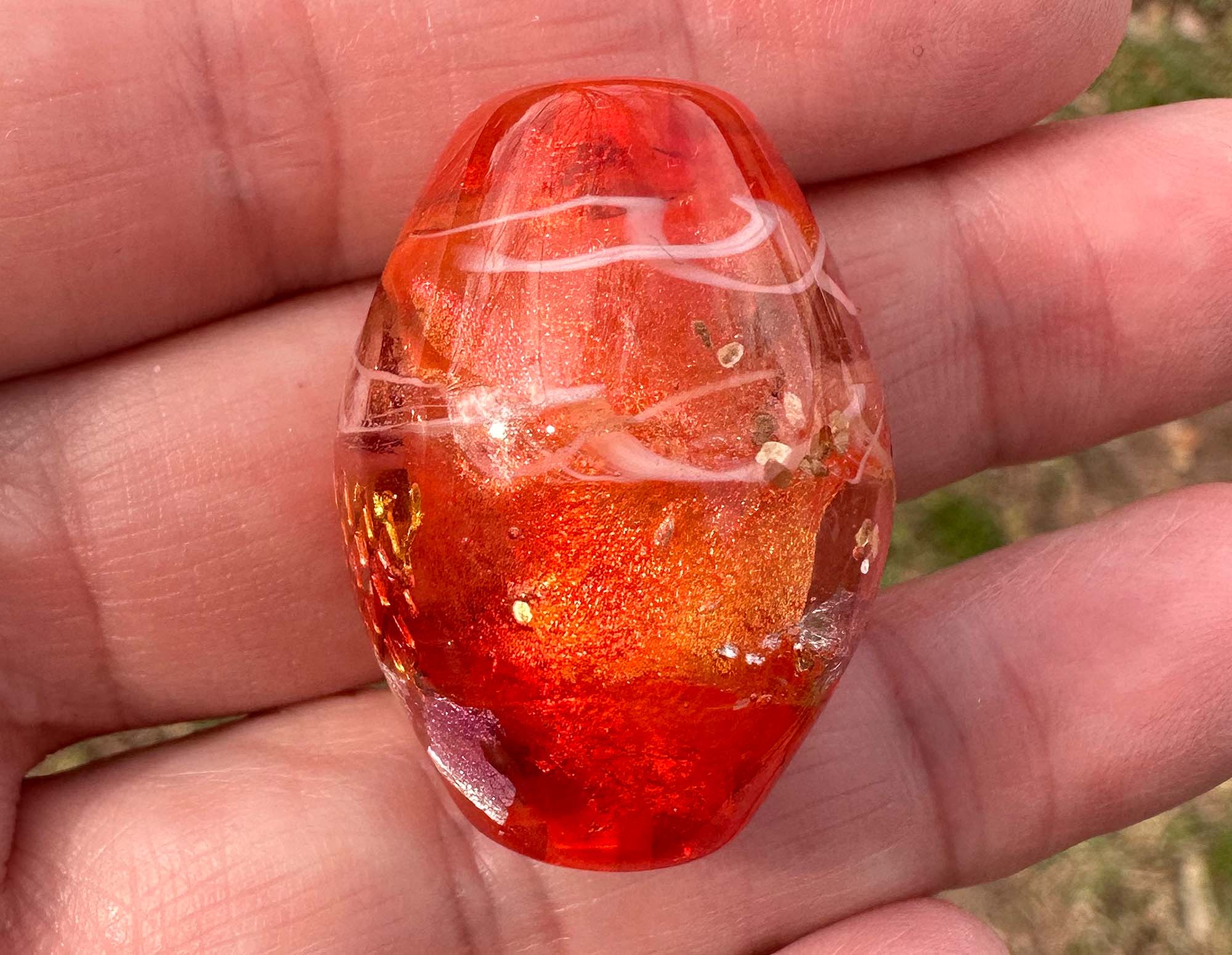 Handmade Orange Treasure Lampwork Glass Focal Bead for Jewelry Making - Perfect for Necklaces, Bracelets & DIY Craft Projects