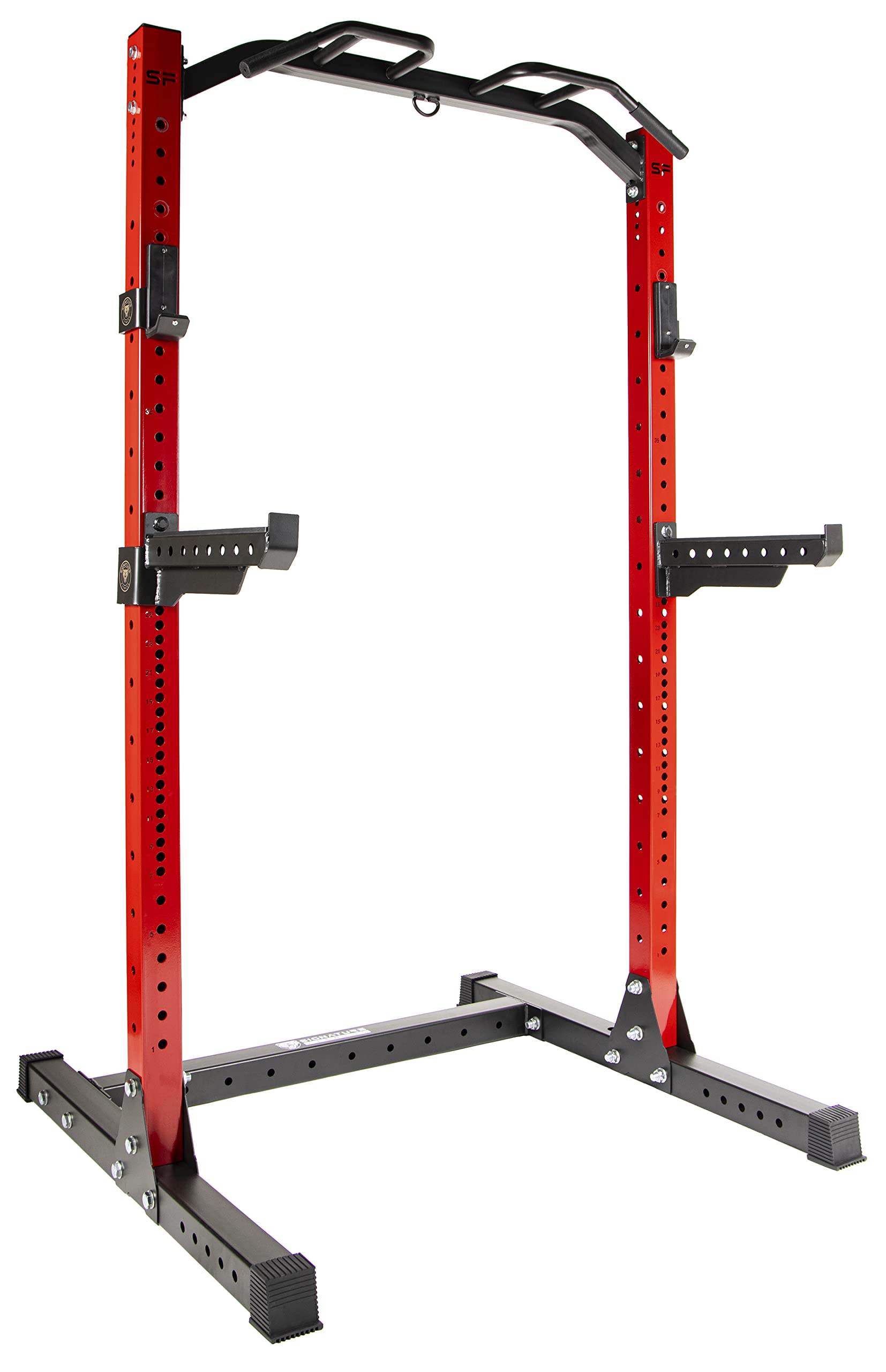 Signature Fitness SF-SS1 1000LB Power Rack Squat Stand - Heavy Duty 3x3 Steel Construction with J-Hooks & Safety Spotter Arms - 1000 Pound Weight Capacity - Optional Conversion Kits Available - Perfect for Home Gym Strength Training & Powerlifting Workouts