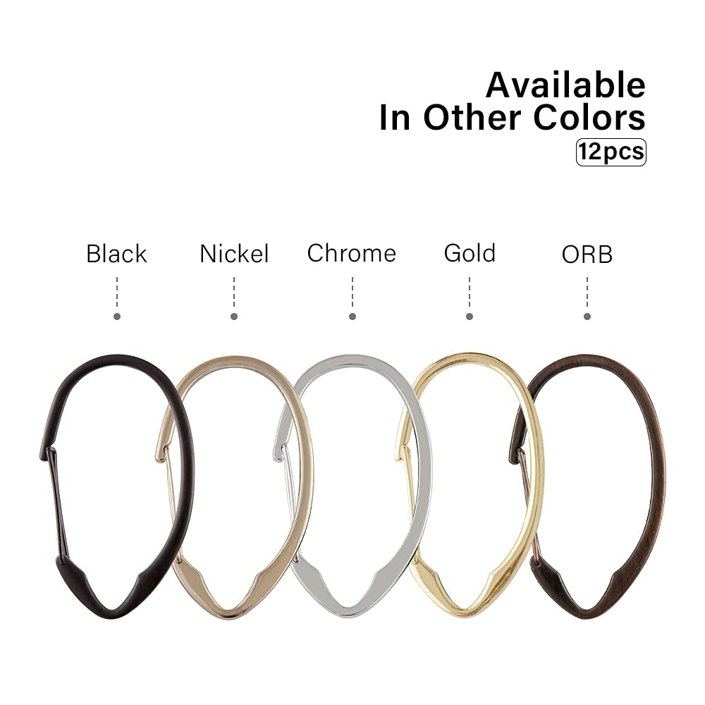 Utopia Alley Rust-Proof Shower Curtain Hooks - 12 Pack Brushed Nickel Bathroom Accessories for Shower Curtains & Liners - Durable & Stylish for Home, Apartment, Hotel Use