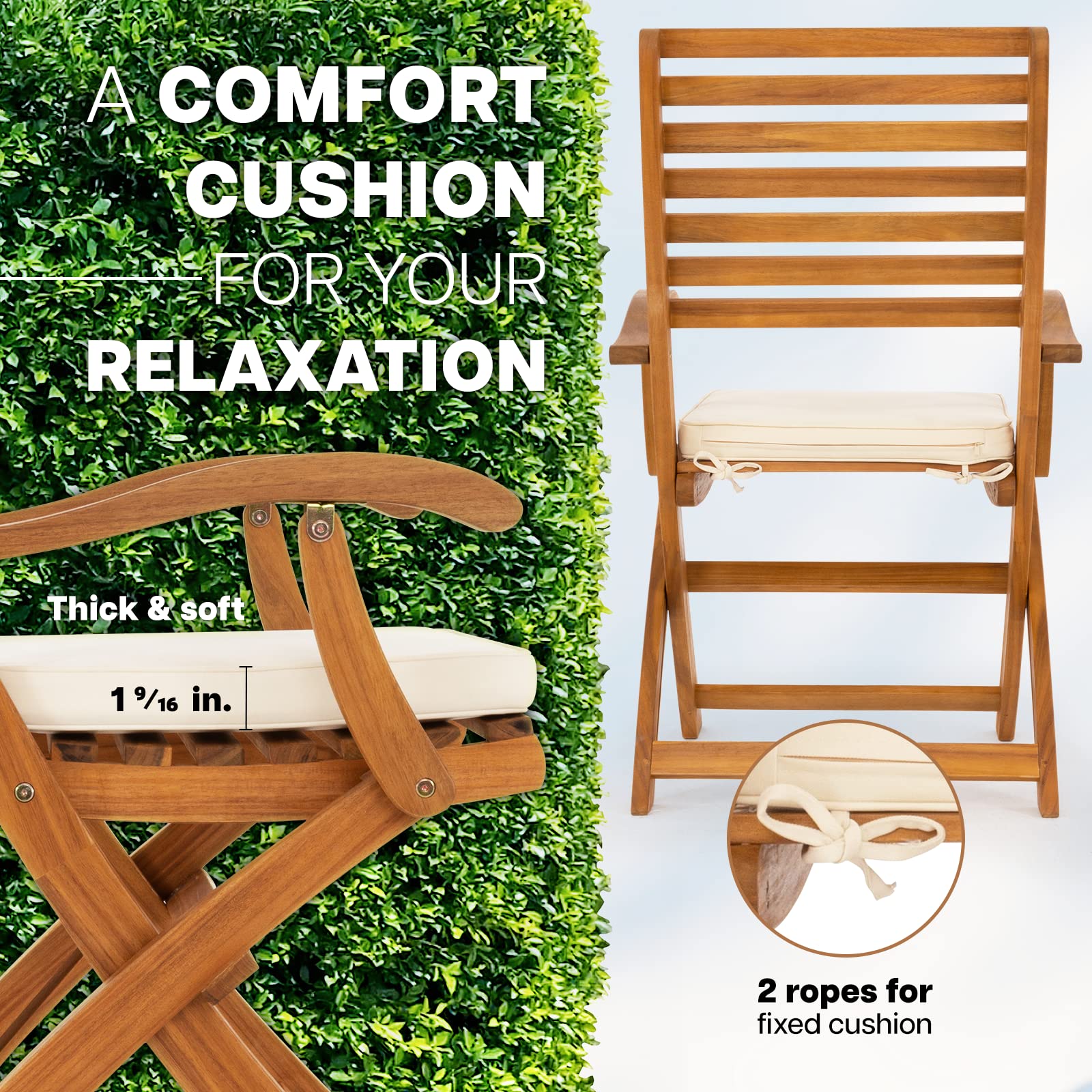 Idzo Patio Bistro Armchairs Set of 2 - Outdoor Dining Chairs with Escanor Bistro End Table - Perfect for Backyard, Garden, Patio, and Restaurant Outdoor Seating