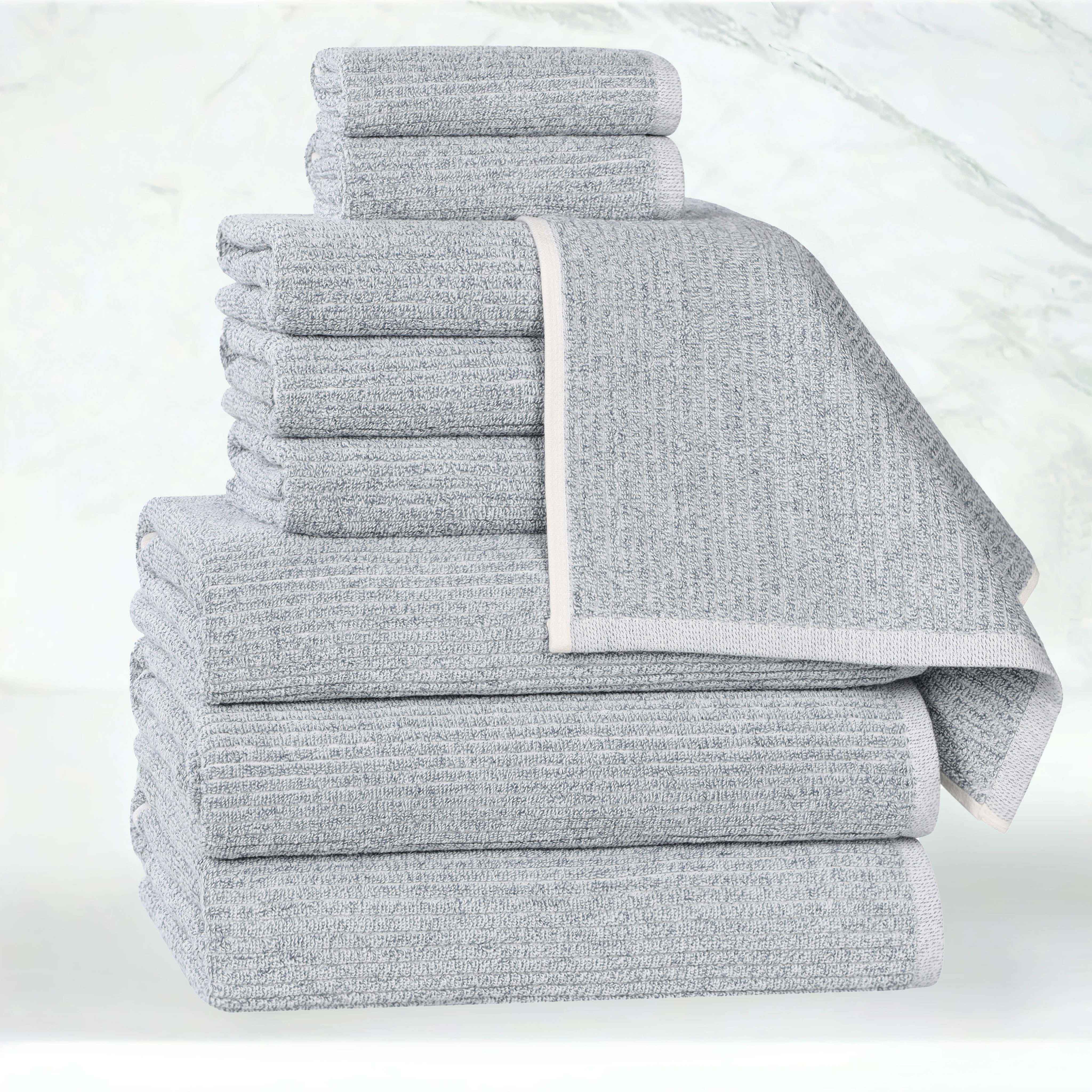 Premium 9-Piece Cotton Blend Ribbed Towel Set - Soft, Absorbent & Durable Bath Towels for Spa, Gym, and Beach Use