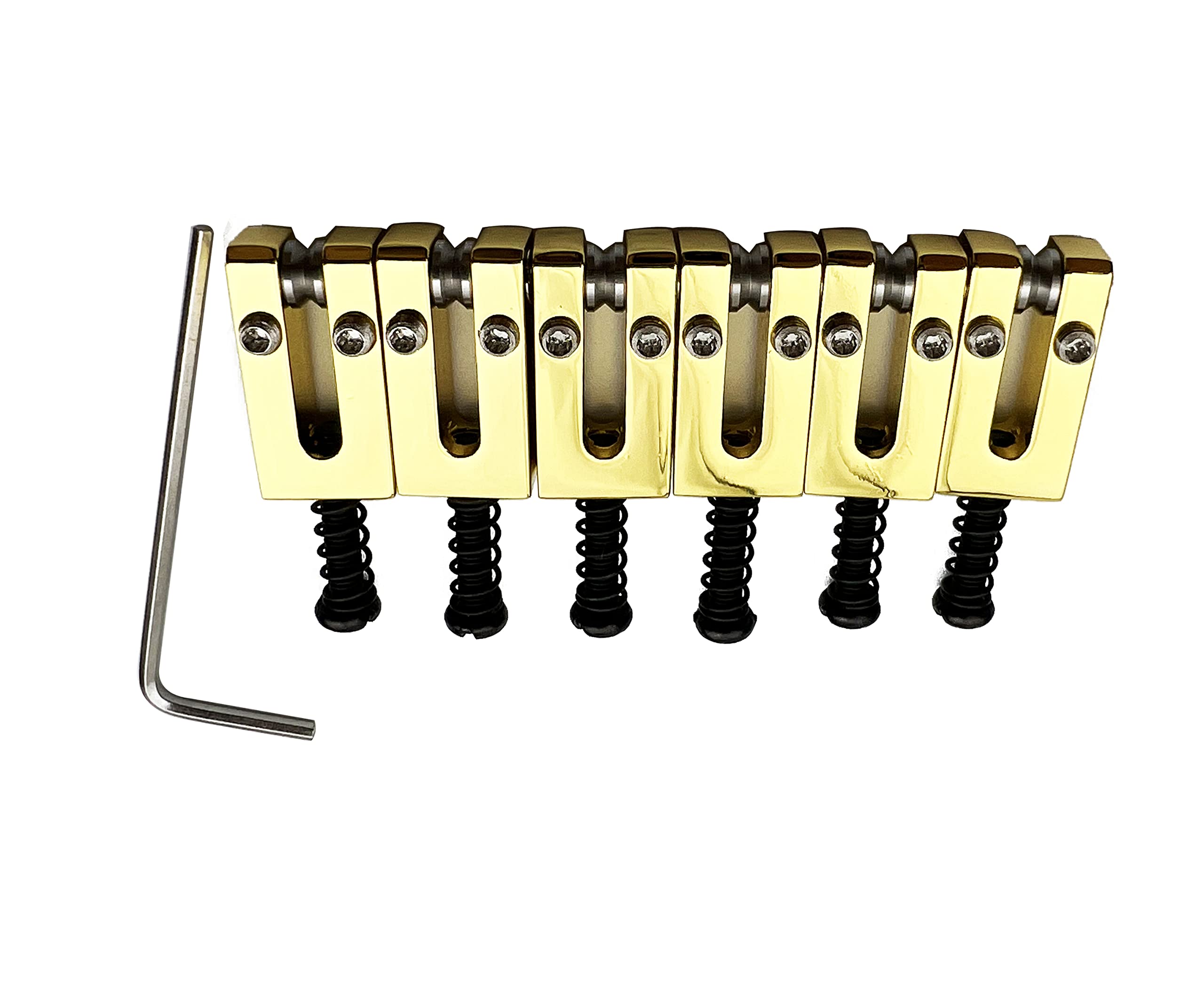 Guyker 10.5MM Brass Tremolo Bridge Saddles for Strat ST & Tele TL Electric Guitars - 6-Pack Gold Modern Guitar Replacement Parts | Perfect for Upgrades, Repairs & Professional Performances
