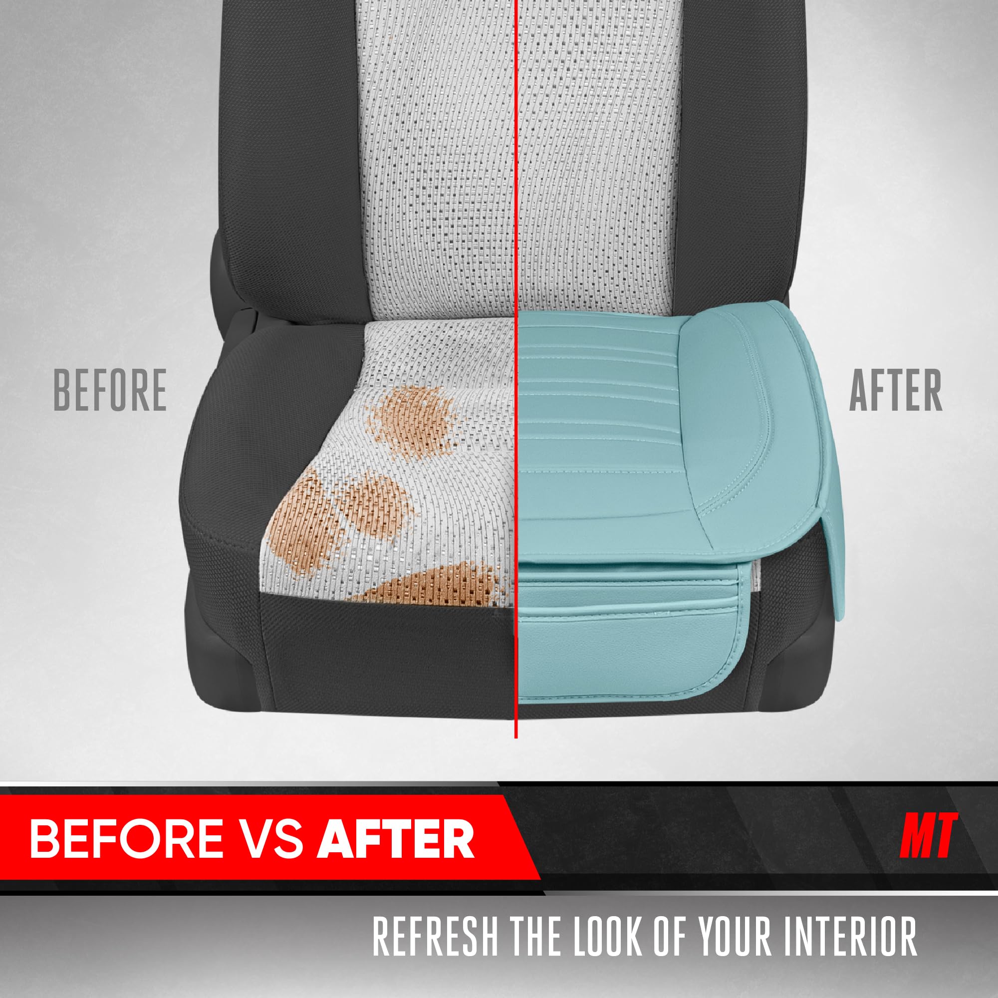 Motor Trend Premium Faux Leather Car Seat Covers - 2-Pack Mint Padded Seat Protectors with Storage Pockets for Cars, Trucks & SUVs | Durable Interior Protection & Comfort for Daily Commute, Road Trips & Family Travel