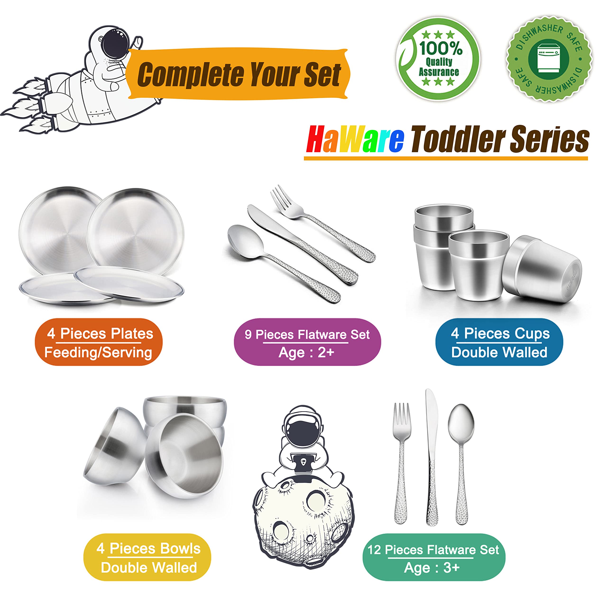 9-Piece Stainless Steel Kids Forks Set - Toddler & Preschooler Utensils for Self Feeding | Safe, Durable & Dishwasher Safe Mini Flatware | Perfect for Home, Kitchen, School & Travel Meals | BPA-Free Healthy Silverware for Babies & Children