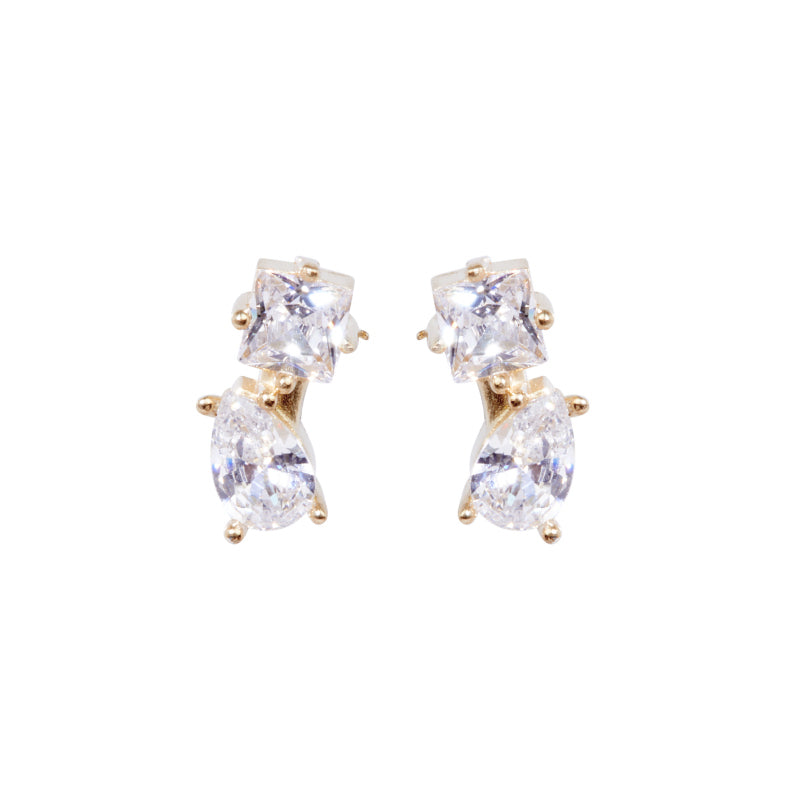Mark Robbins Stud Earrings for Women - 14K Gold Plated Cubic Zirconia Studs - Hypoallergenic & Tarnish-Free - Perfect for Everyday Wear, Gifts & Special Occasions