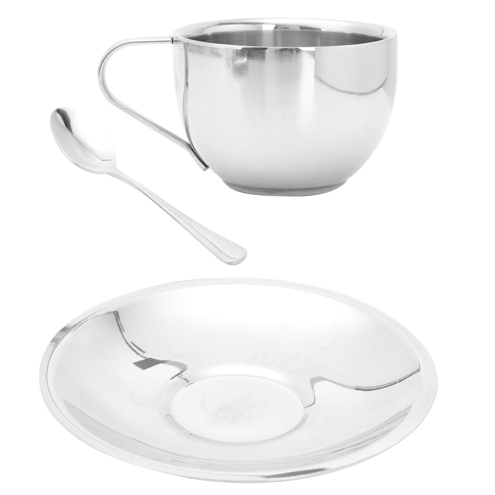 European Style Stainless Steel Coffee Mug Set - Elegant Tea Cups for Home & Cafe Use