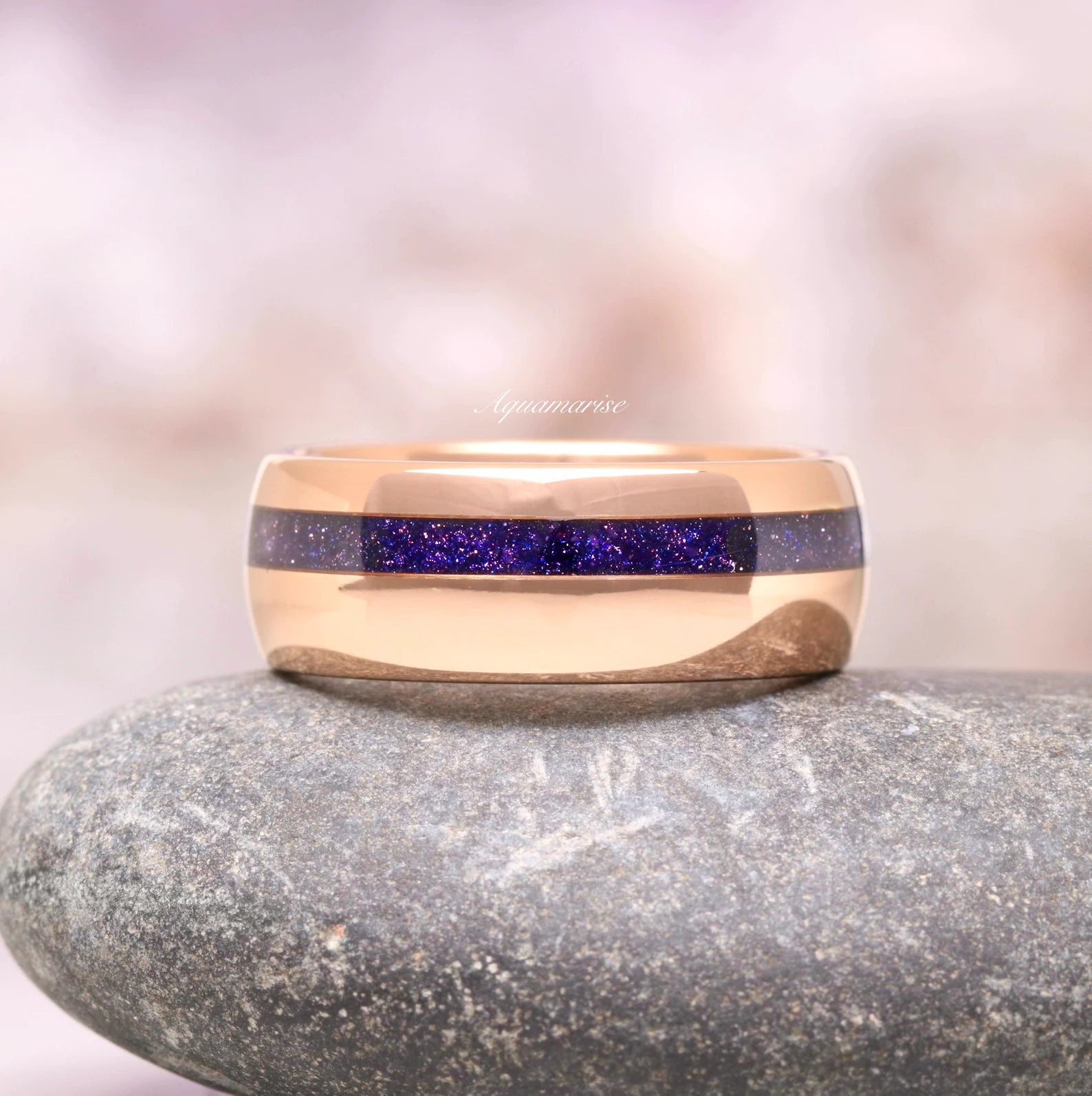 Galaxy Sandstone Starry Night Couple Rings for Him & Her - Matching Promise Rings for Anniversary, Wedding, Engagement - Perfect Romantic Gift for Couples in Love