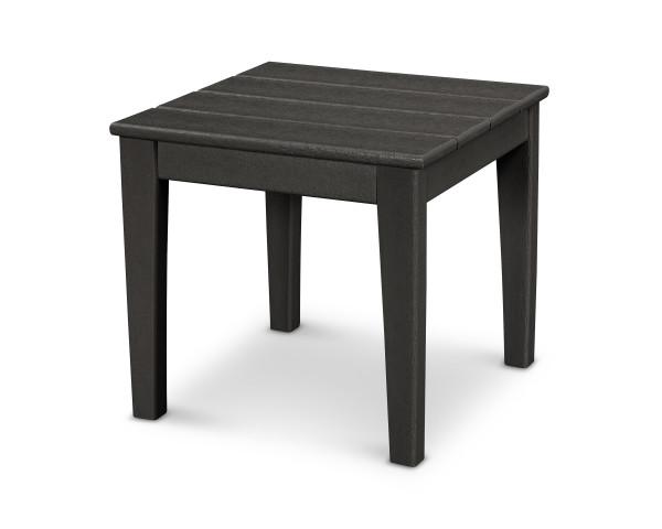 Polywood Black Newport 18-Inch Outdoor End Table - Weather-Resistant Patio Side Table for Porch, Deck, Poolside & Garden Furniture