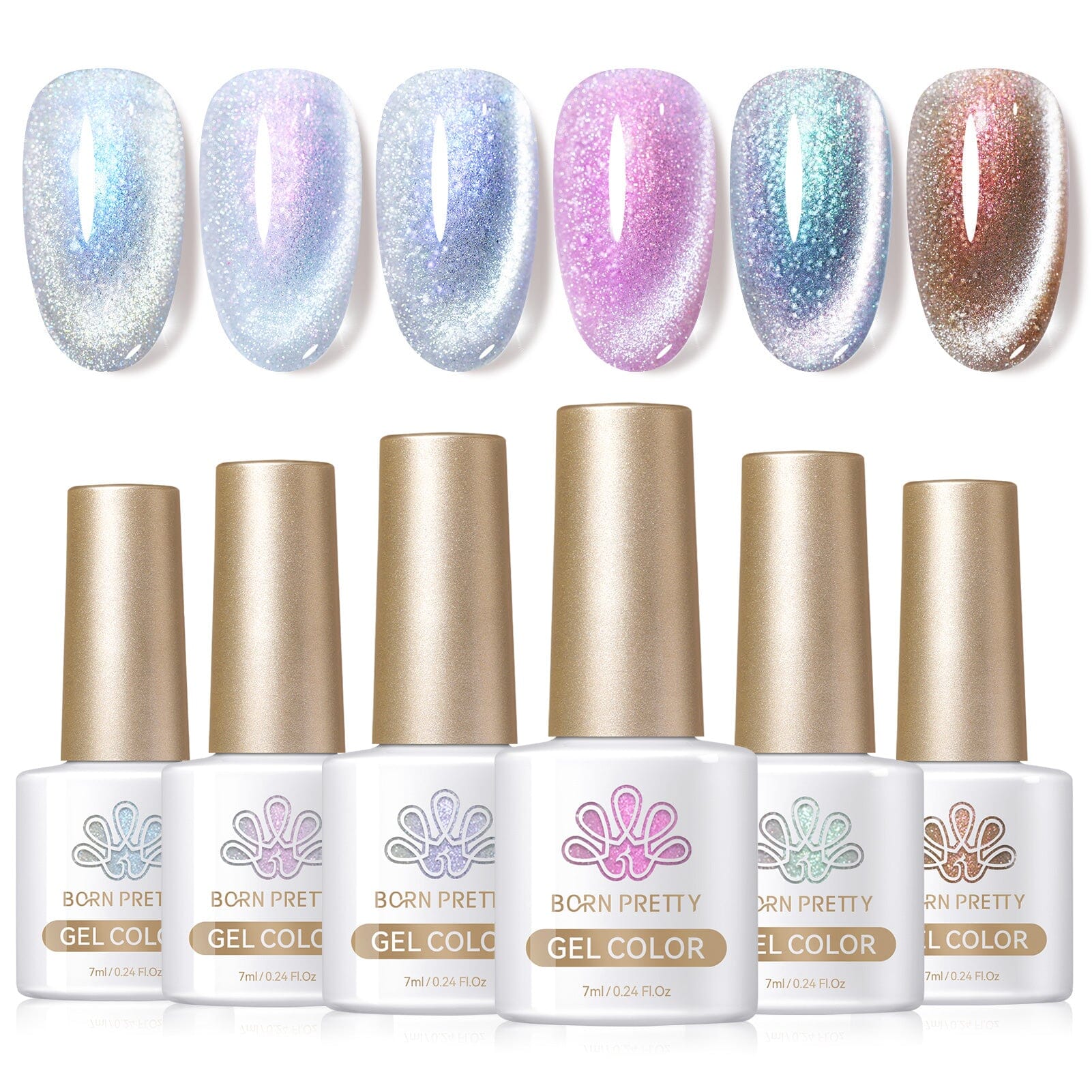 6 Colors Cat Magnetic Gel Polish Set - Aurora Snowlight 7ml Nail Polish Kit for Long-Lasting Manicures - Perfect for Home Salon, Nail Art Designs & Professional Use