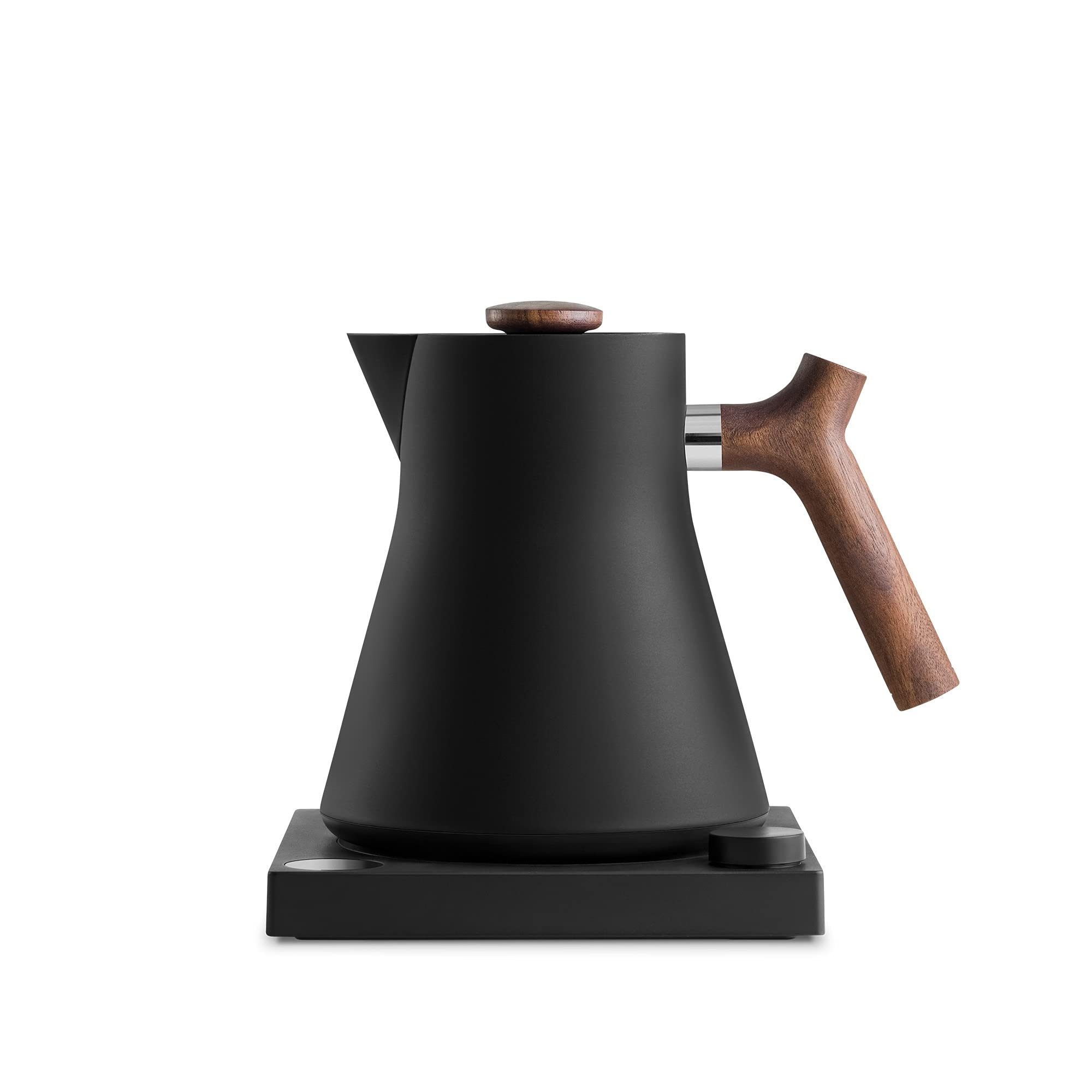 Fellow Corvo EKG Electric Gooseneck Kettle - 0.9L Fast Heating Temperature Control Kettle with Built-In Timer for Pour Over Coffee, Tea & Matcha - Matte Black with Walnut Handle - Perfect for Home Baristas & Tea Enthusiasts