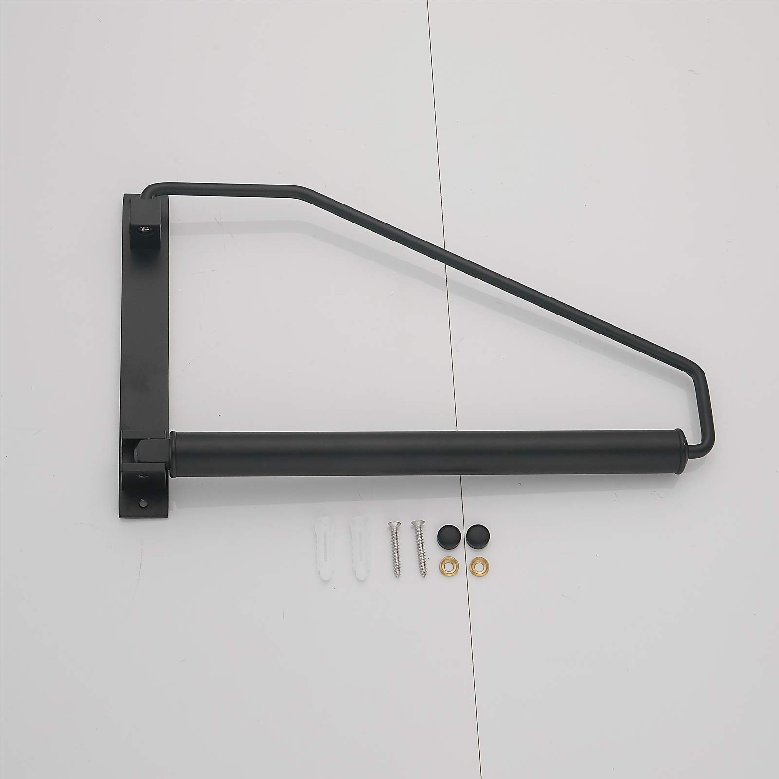Space Saving Wall Mounted Folding Clothes Hanger Rack - Adjustable Swing Drying System for Laundry, Closet & Storage Organization (Black) - Perfect for Small Apartments, Dorms & Bathrooms