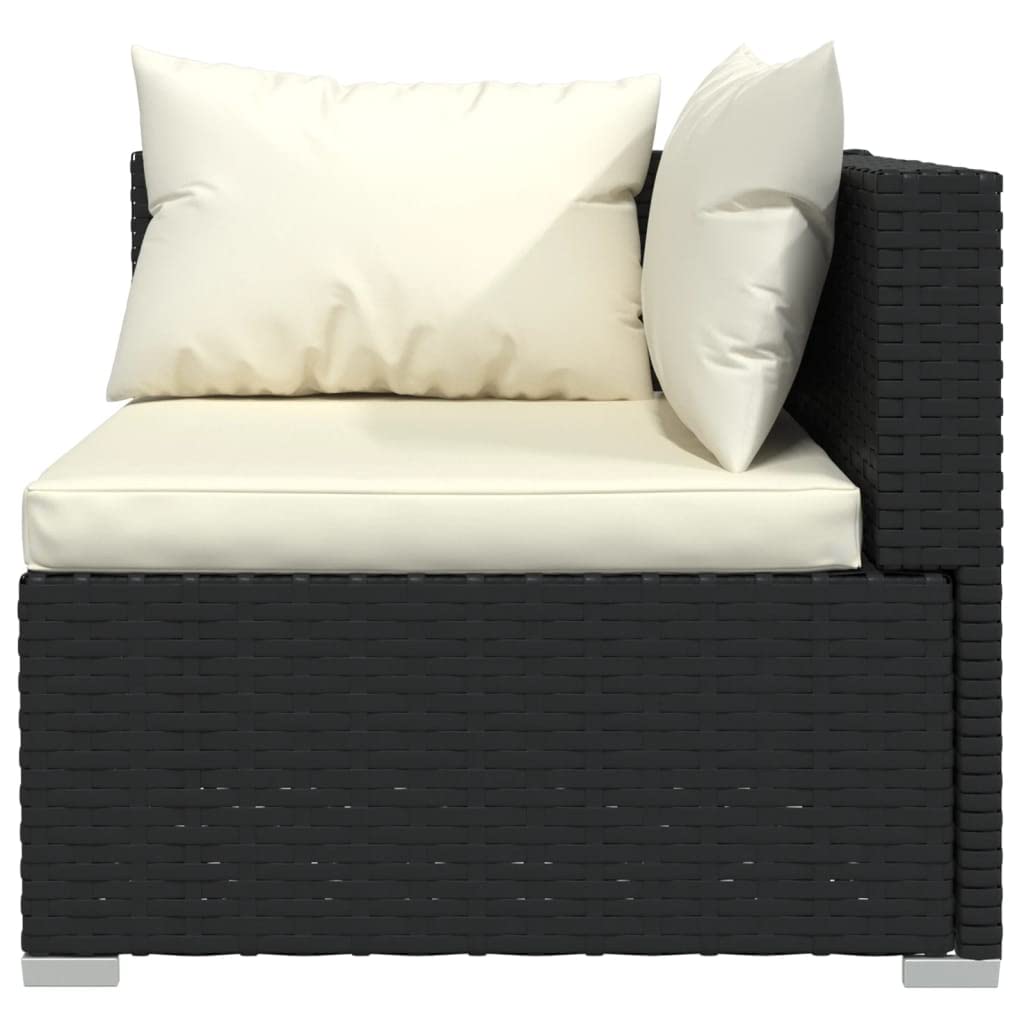 vidaXL 7-Piece Patio Lounge Set with Cushions - Black Poly Rattan Outdoor Furniture - Comfortable & Durable Garden Sofa Set - Perfect for Backyard, Poolside & Terrace Relaxation