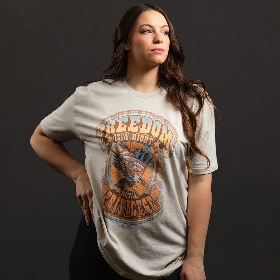 Women's Freedom Is A Right Boyfriend Fit T-Shirt - Comfortable Oversized Cotton Tee for Casual Wear & Feminist Statement
