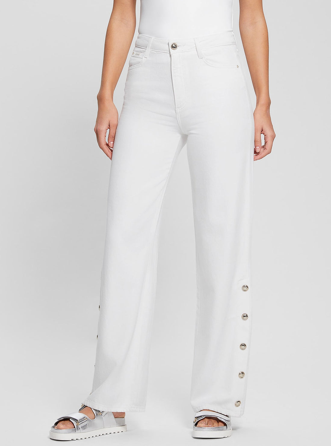High Rise Wide Leg Denim Jeans for Women - Comfortable White Stretch Jeans with Paz Design | Perfect for Casual Wear, Office Outfits & Street Style Fashion