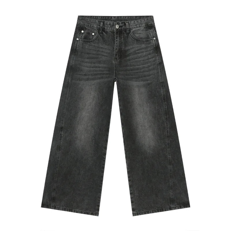 Men's Autumn Denim Pants - Korean Style Solid Color Straight Wide Leg Casual Trousers for Men | Comfortable & Stylish for Daily Wear, Office, and Weekend Outings