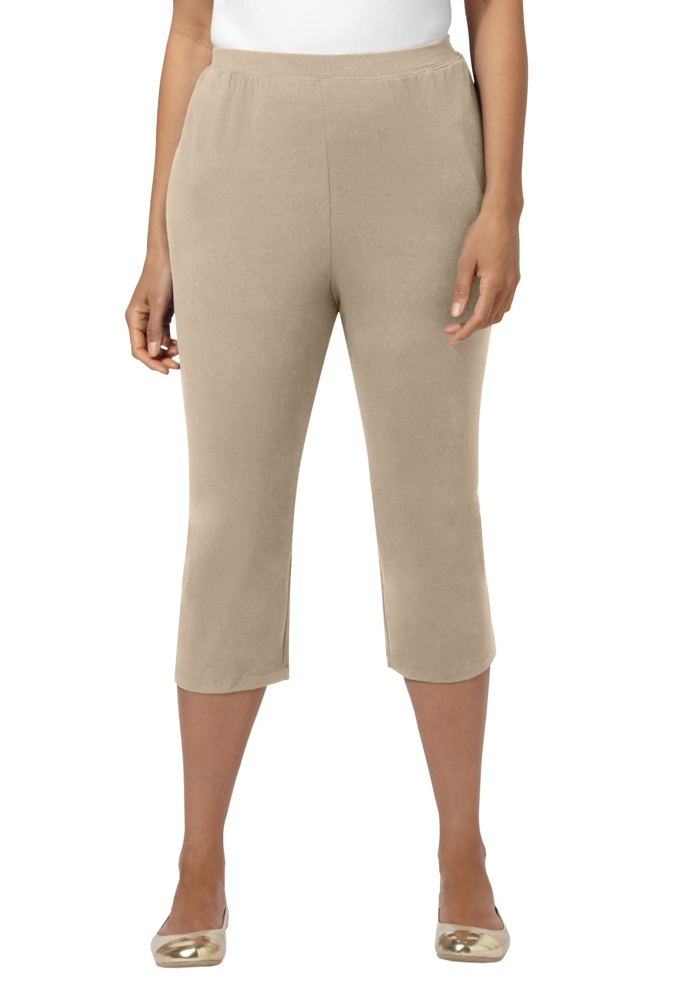 Catherine's Women's Plus Size Tall Suprema Capri Pants with Pockets - Comfortable Stretch Workout & Lounge Pants for Curvy Women - Perfect for Yoga, Running, and Casual Wear